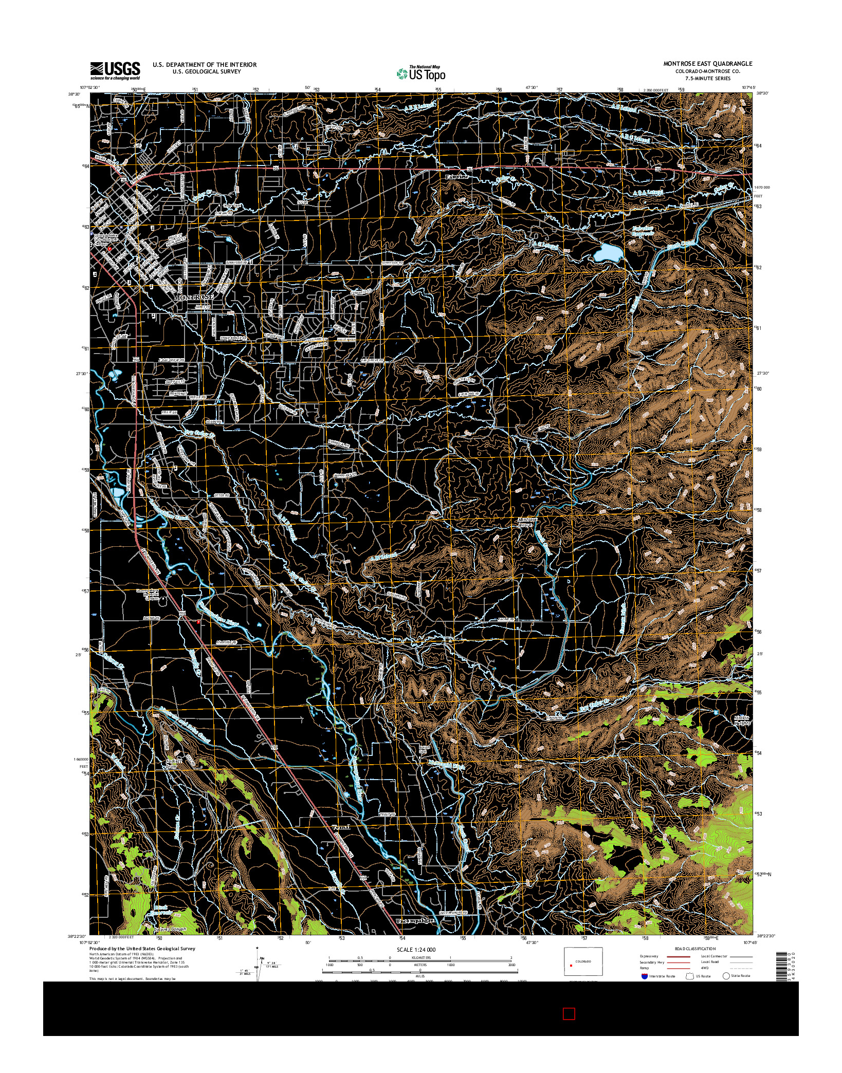 USGS US TOPO 7.5-MINUTE MAP FOR MONTROSE EAST, CO 2016