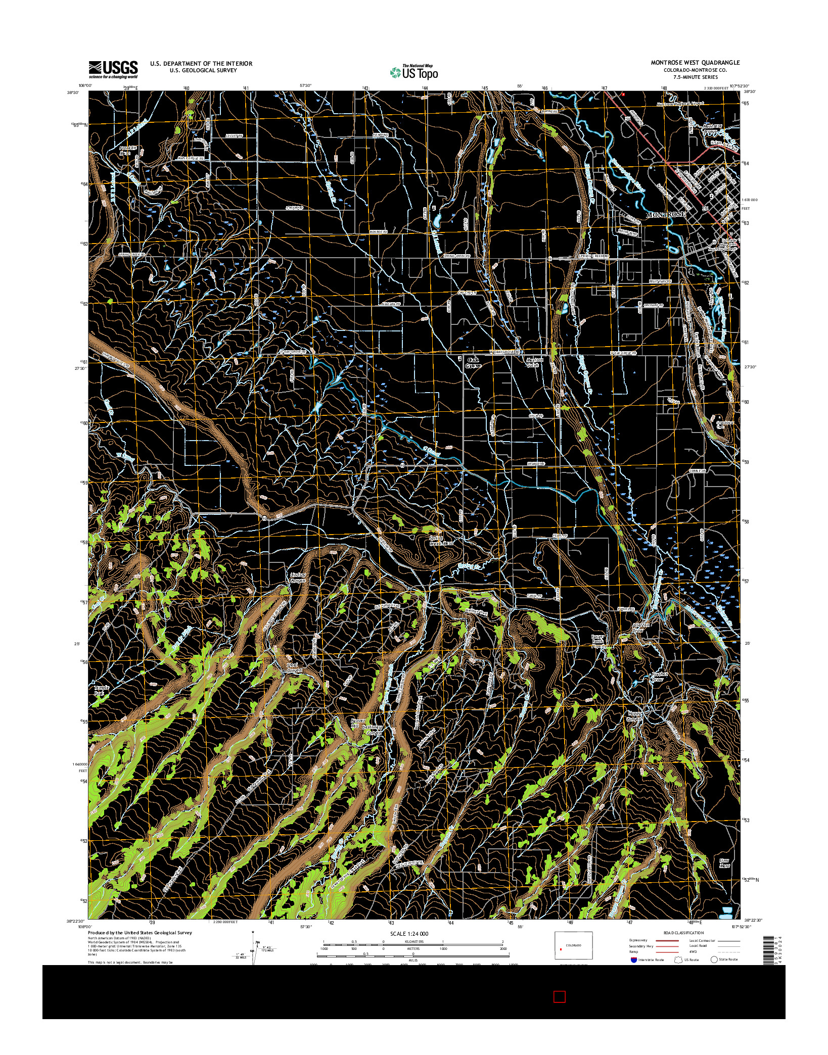 USGS US TOPO 7.5-MINUTE MAP FOR MONTROSE WEST, CO 2016