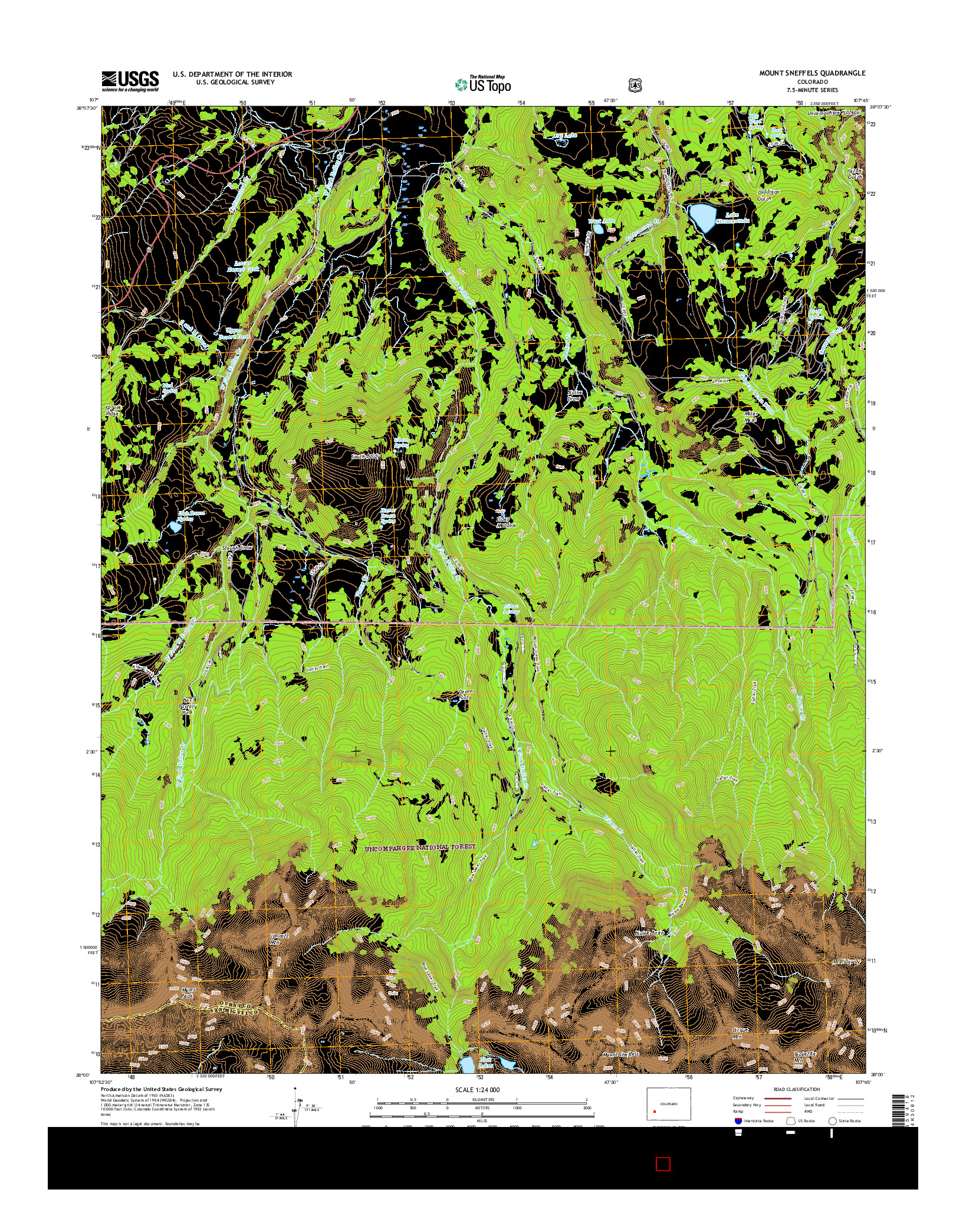 USGS US TOPO 7.5-MINUTE MAP FOR MOUNT SNEFFELS, CO 2016