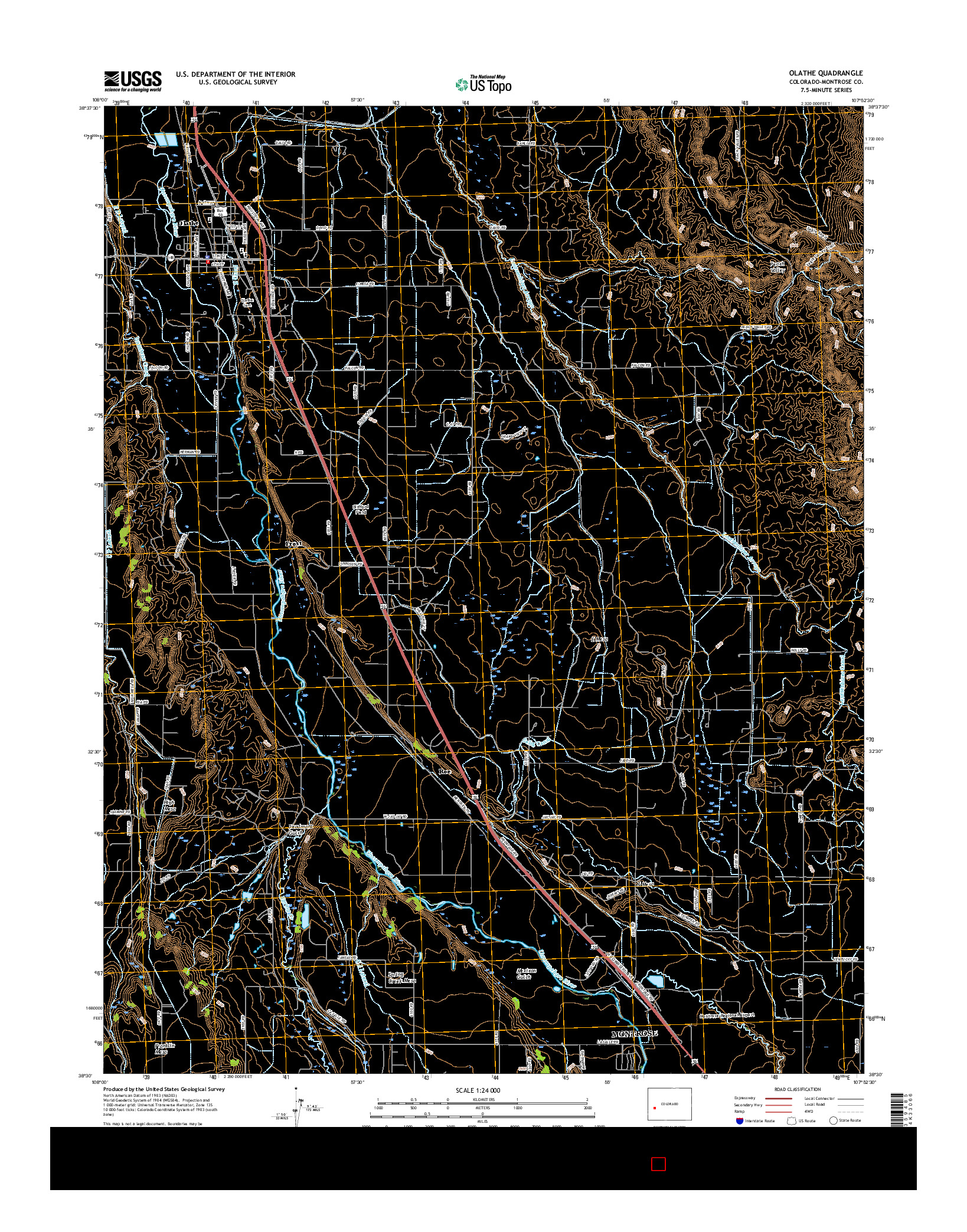 USGS US TOPO 7.5-MINUTE MAP FOR OLATHE, CO 2016