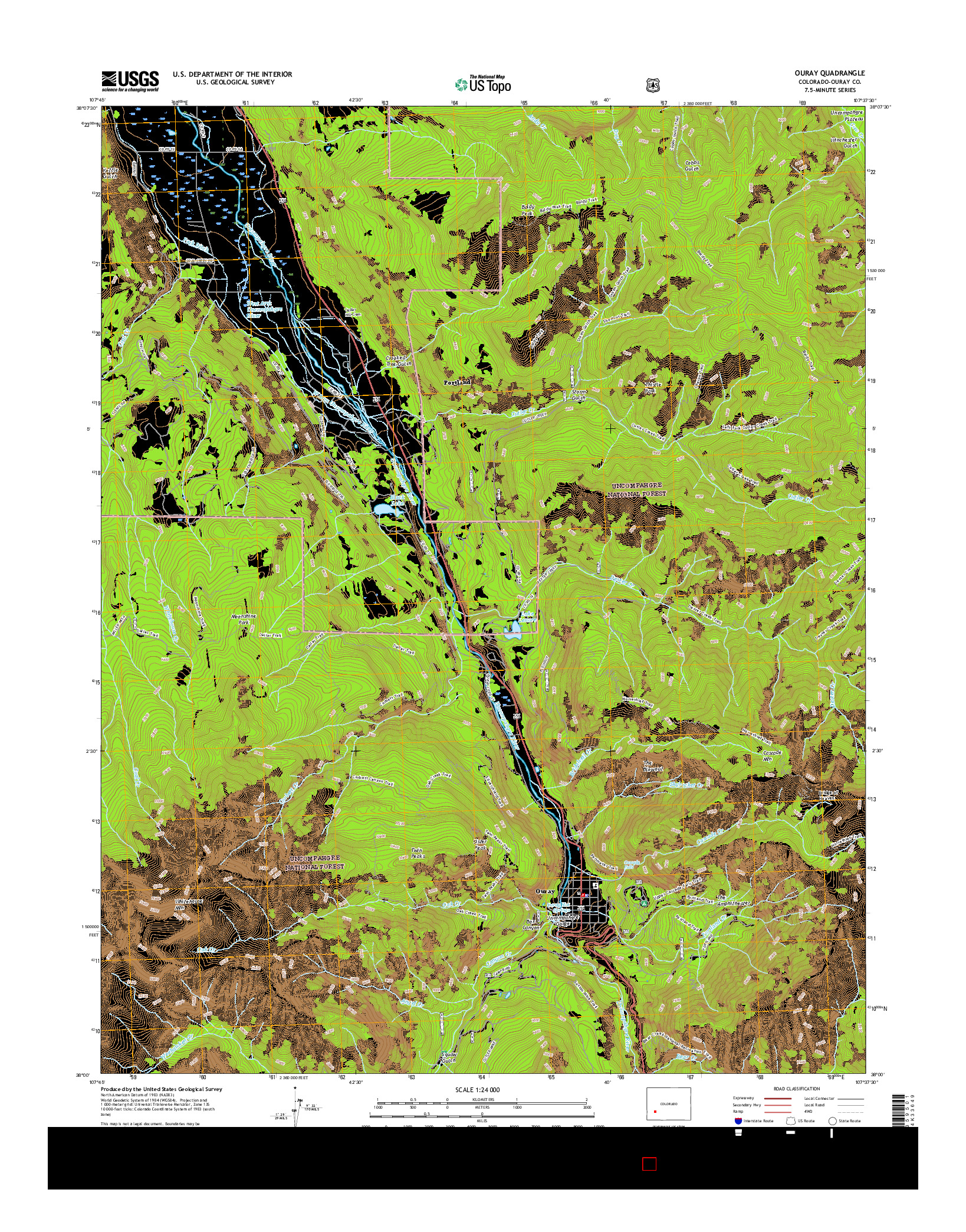 USGS US TOPO 7.5-MINUTE MAP FOR OURAY, CO 2016