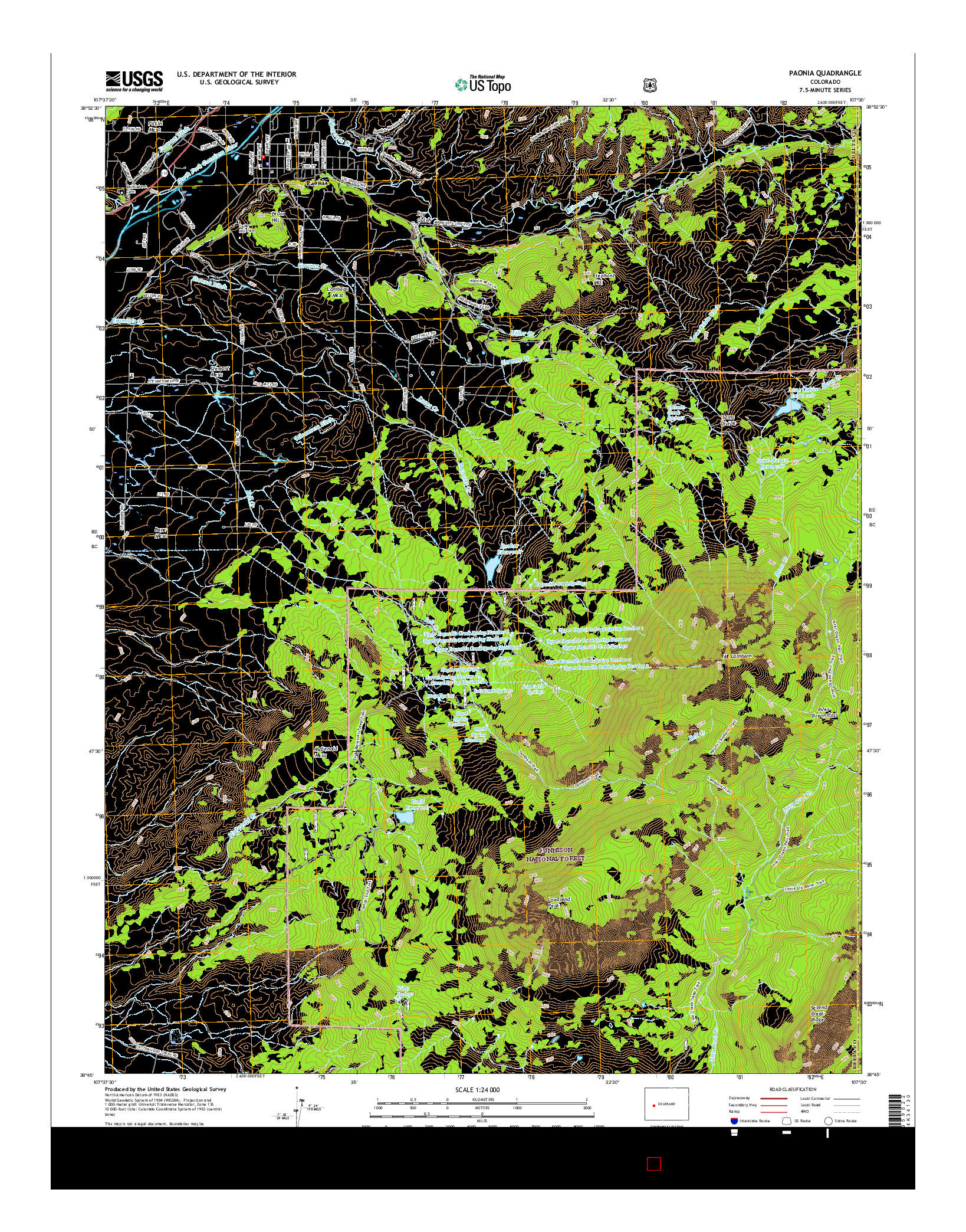 USGS US TOPO 7.5-MINUTE MAP FOR PAONIA, CO 2016