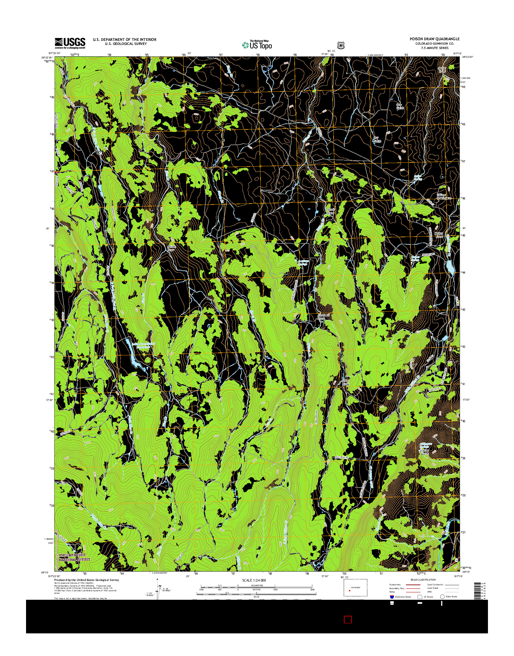 USGS US TOPO 7.5-MINUTE MAP FOR POISON DRAW, CO 2016