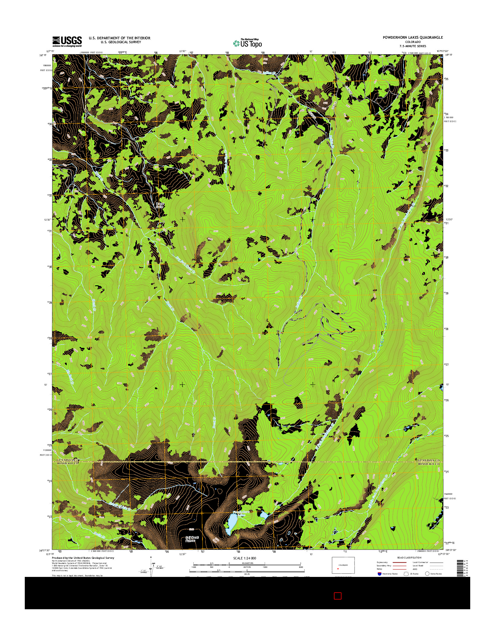 USGS US TOPO 7.5-MINUTE MAP FOR POWDERHORN LAKES, CO 2016