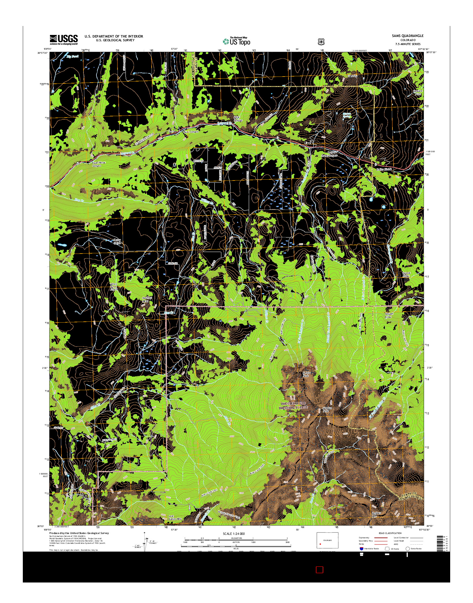 USGS US TOPO 7.5-MINUTE MAP FOR SAMS, CO 2016