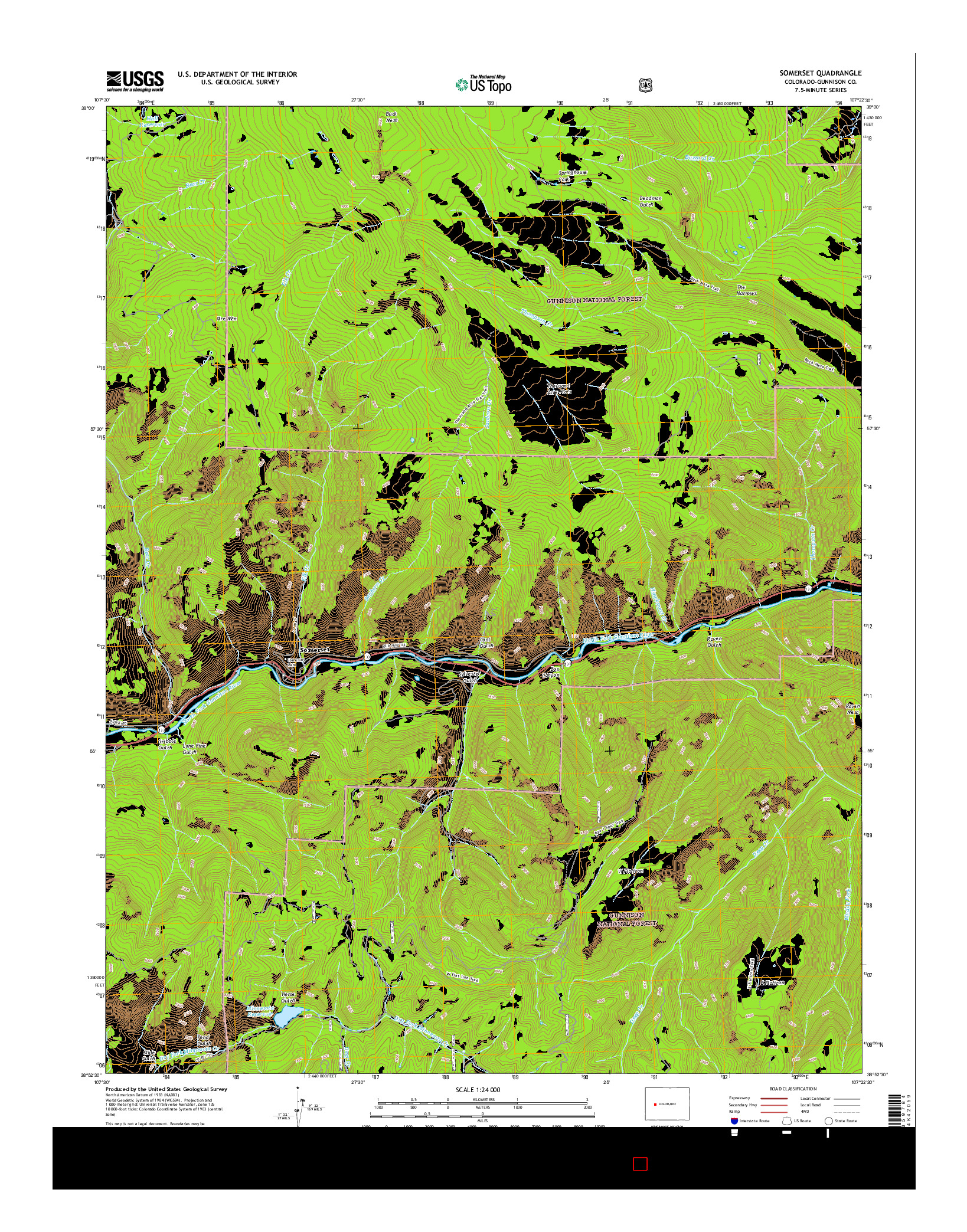 USGS US TOPO 7.5-MINUTE MAP FOR SOMERSET, CO 2016