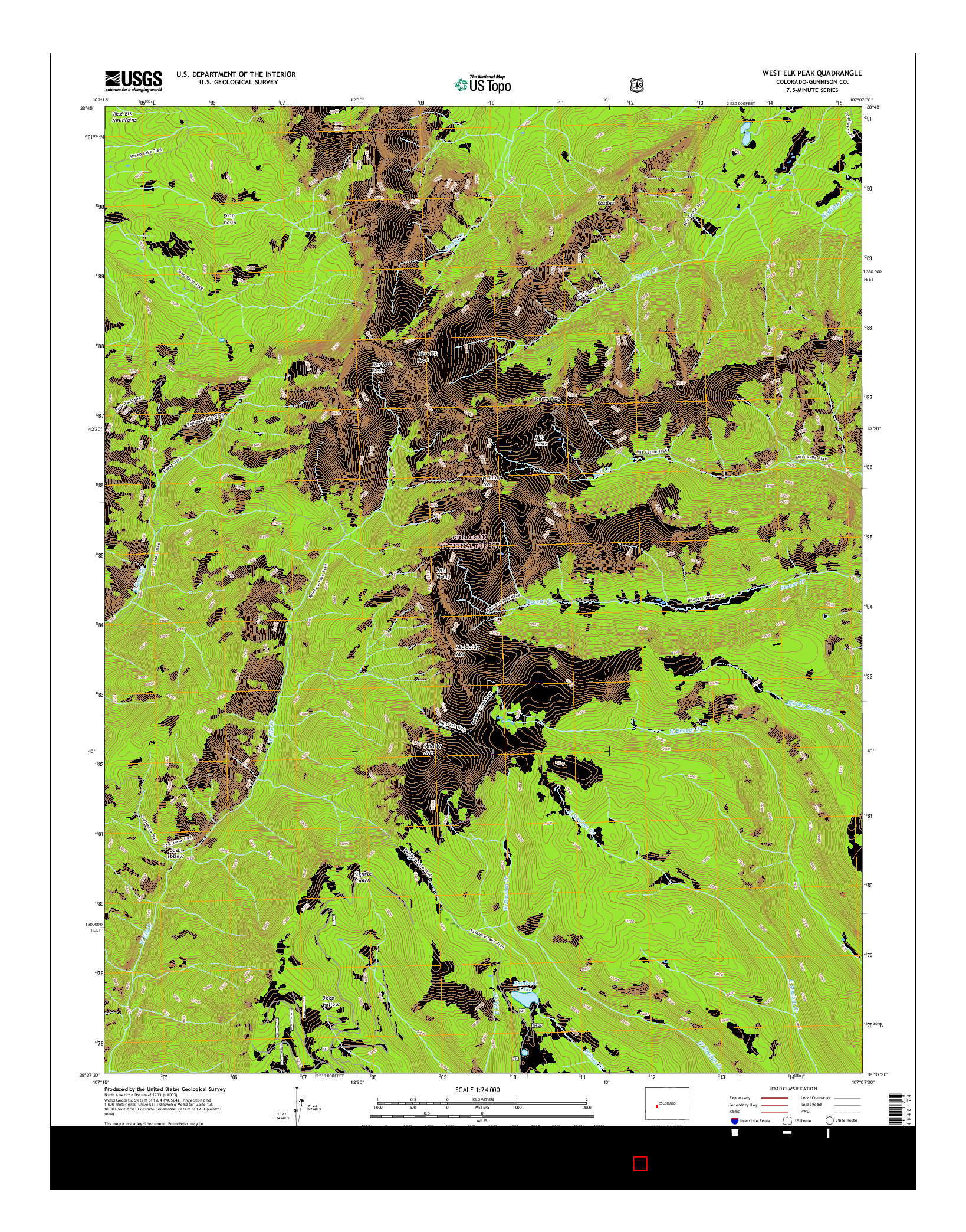 USGS US TOPO 7.5-MINUTE MAP FOR WEST ELK PEAK, CO 2016