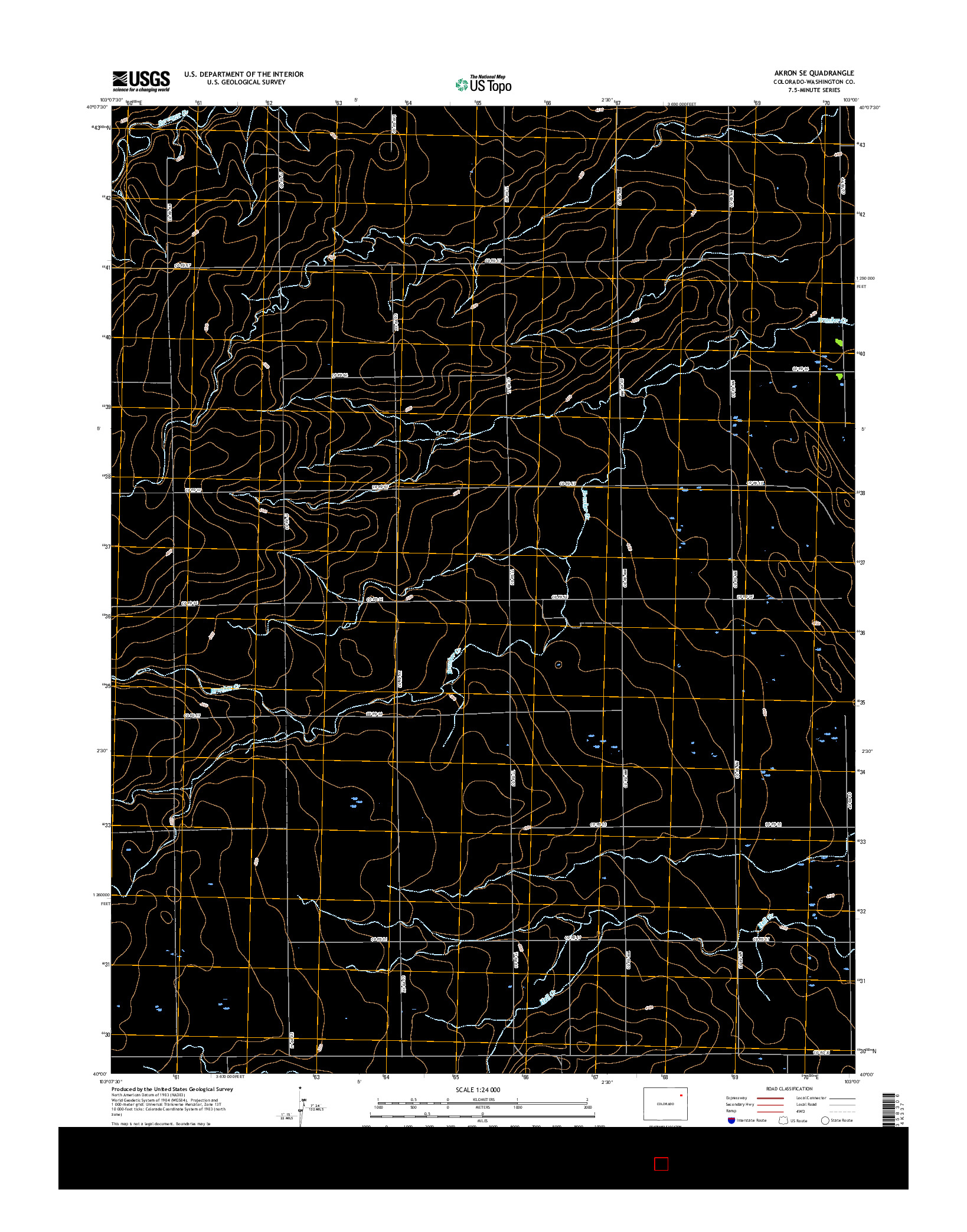 USGS US TOPO 7.5-MINUTE MAP FOR AKRON SE, CO 2016