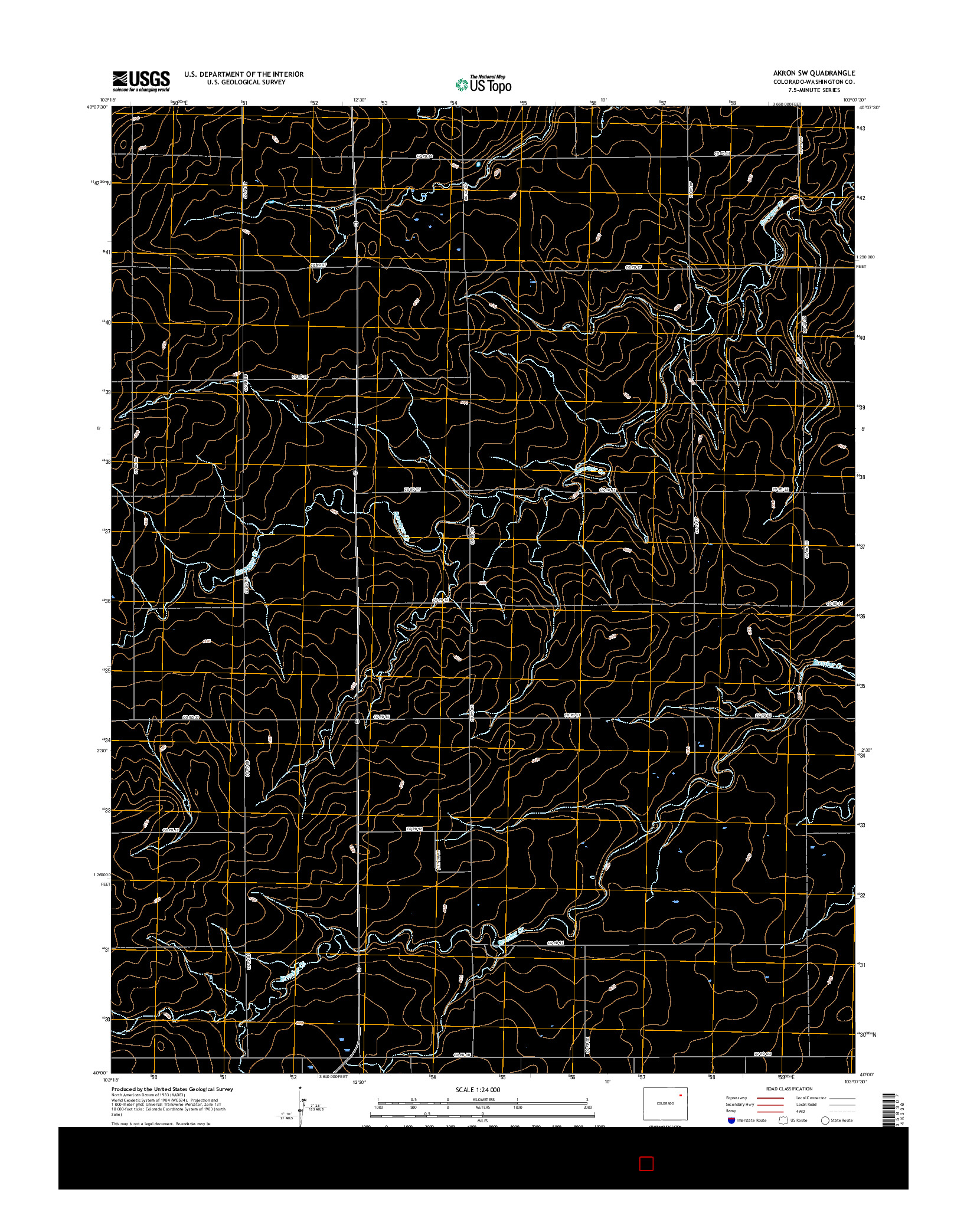 USGS US TOPO 7.5-MINUTE MAP FOR AKRON SW, CO 2016