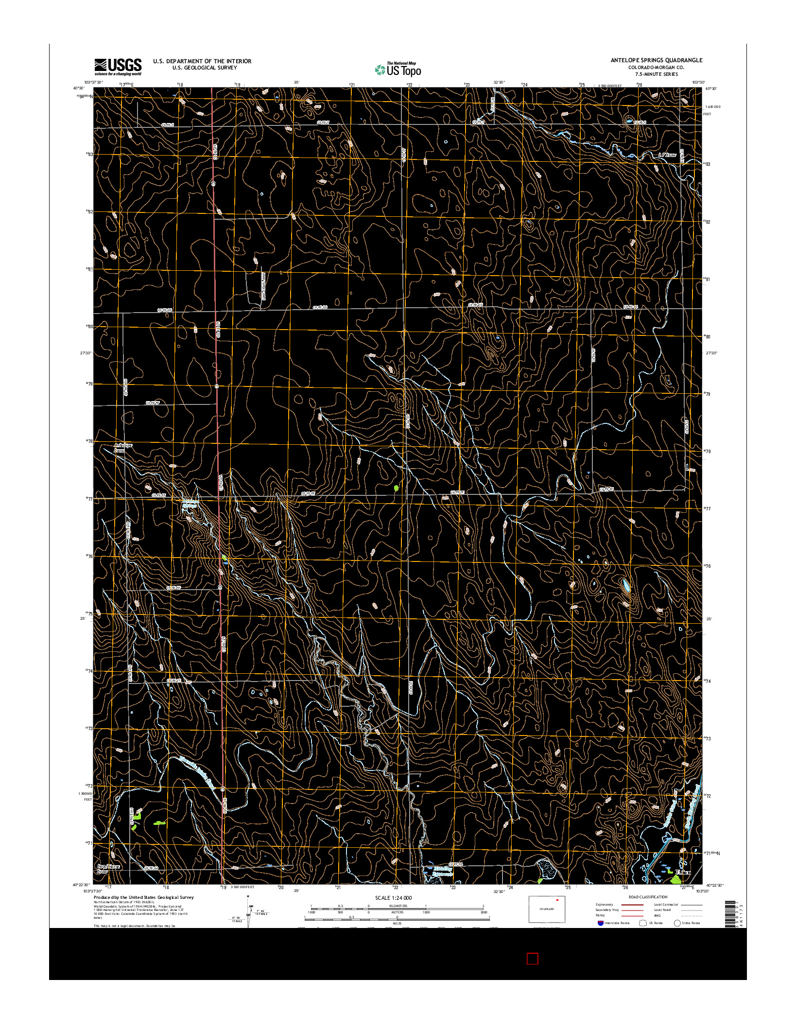 USGS US TOPO 7.5-MINUTE MAP FOR ANTELOPE SPRINGS, CO 2016