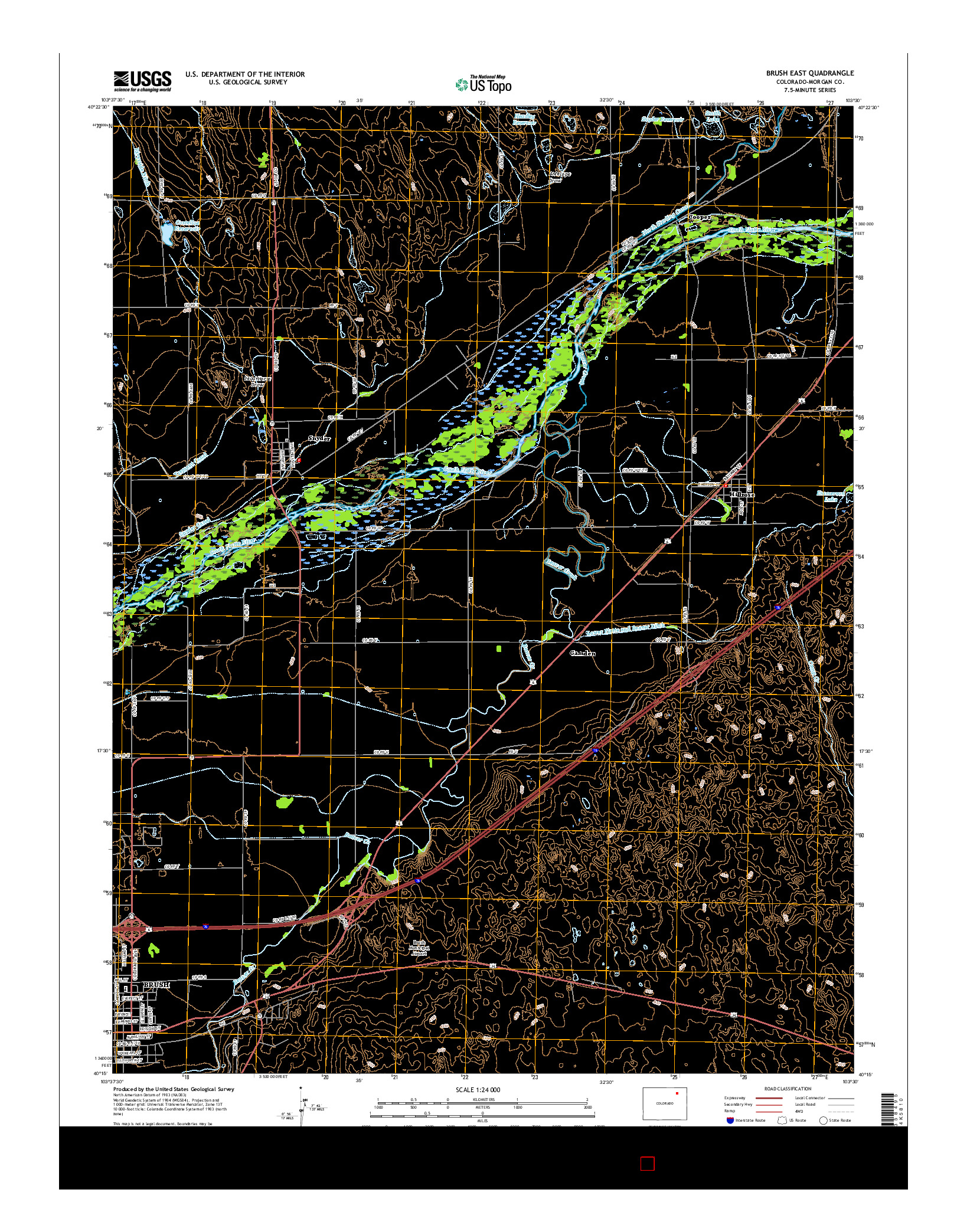 USGS US TOPO 7.5-MINUTE MAP FOR BRUSH EAST, CO 2016