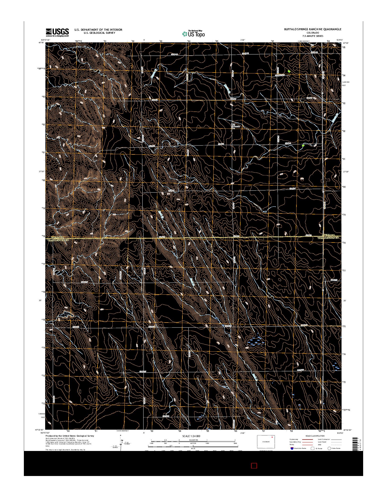 USGS US TOPO 7.5-MINUTE MAP FOR BUFFALO SPRINGS RANCH NE, CO 2016