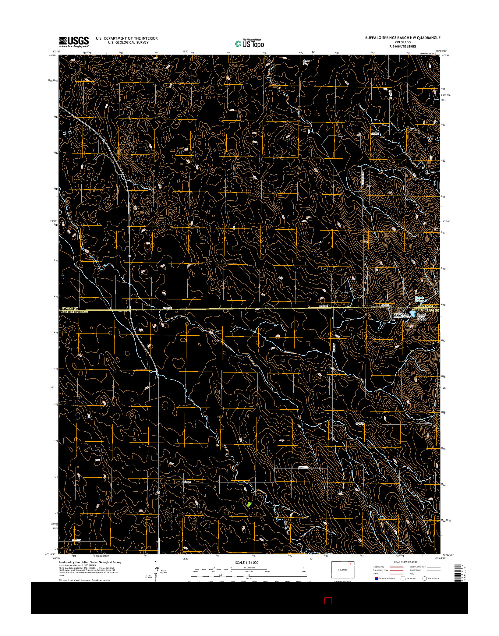 USGS US TOPO 7.5-MINUTE MAP FOR BUFFALO SPRINGS RANCH NW, CO 2016