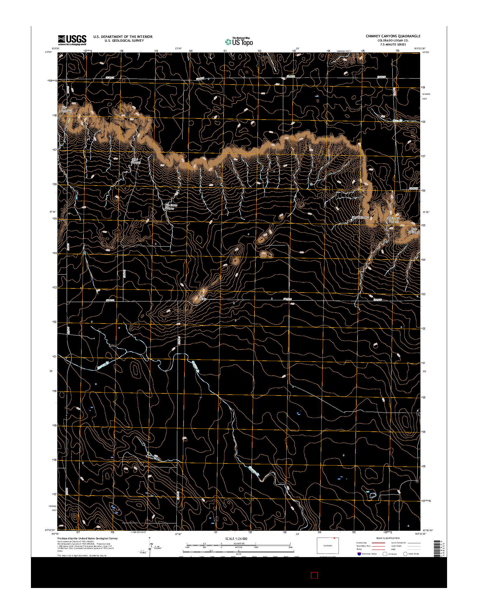USGS US TOPO 7.5-MINUTE MAP FOR CHIMNEY CANYONS, CO 2016
