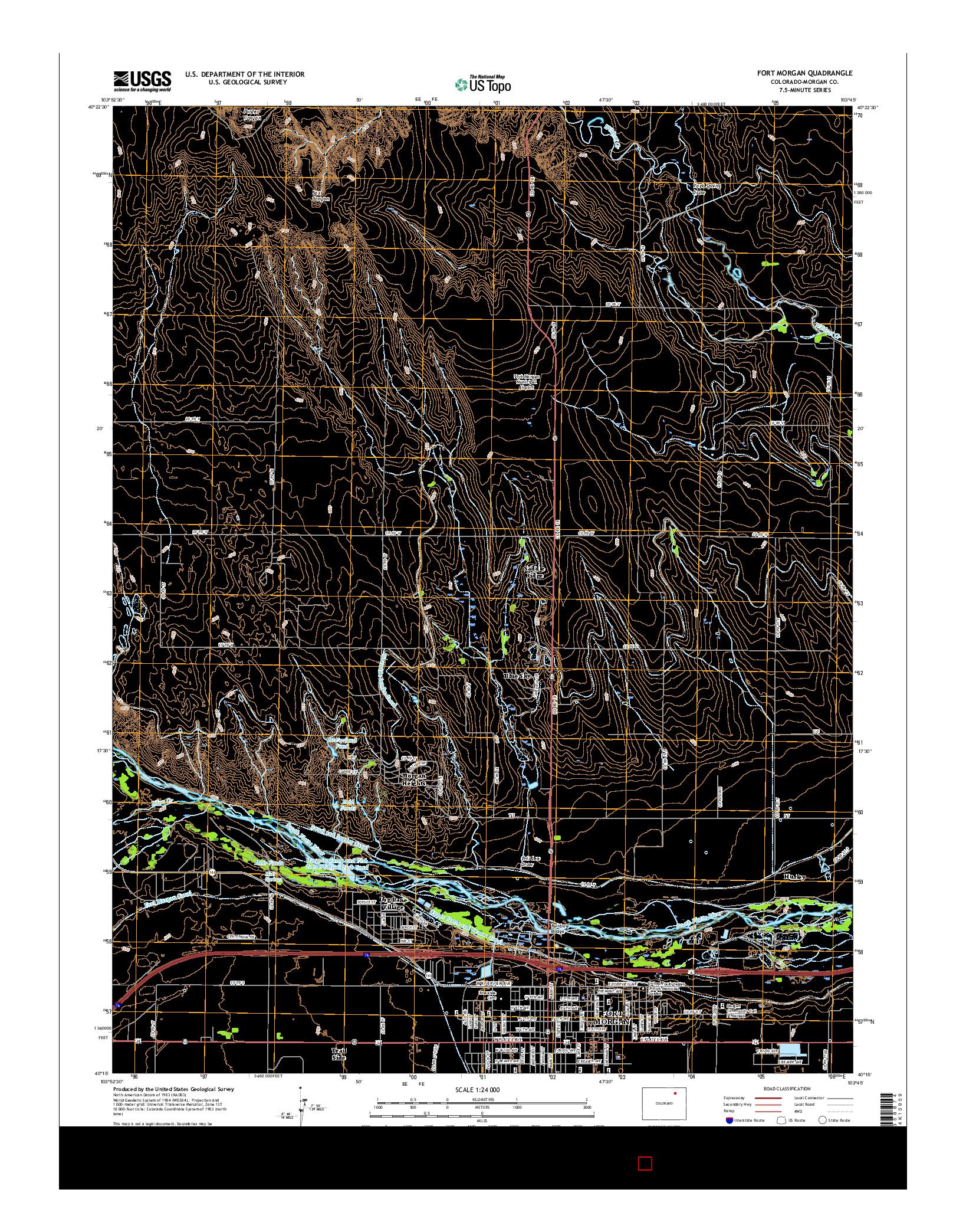 USGS US TOPO 7.5-MINUTE MAP FOR FORT MORGAN, CO 2016