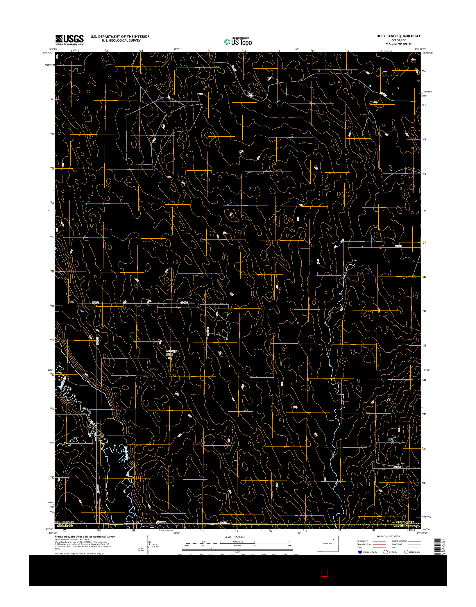 USGS US TOPO 7.5-MINUTE MAP FOR HUEY RANCH, CO 2016