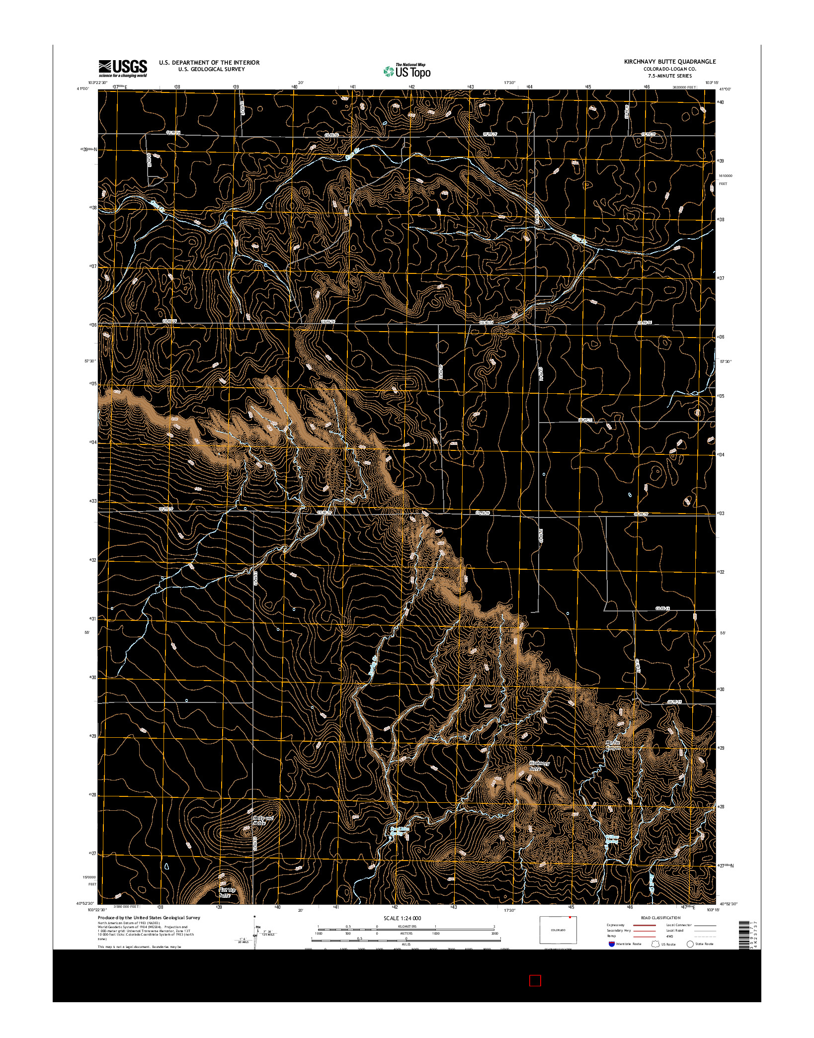 USGS US TOPO 7.5-MINUTE MAP FOR KIRCHNAVY BUTTE, CO 2016