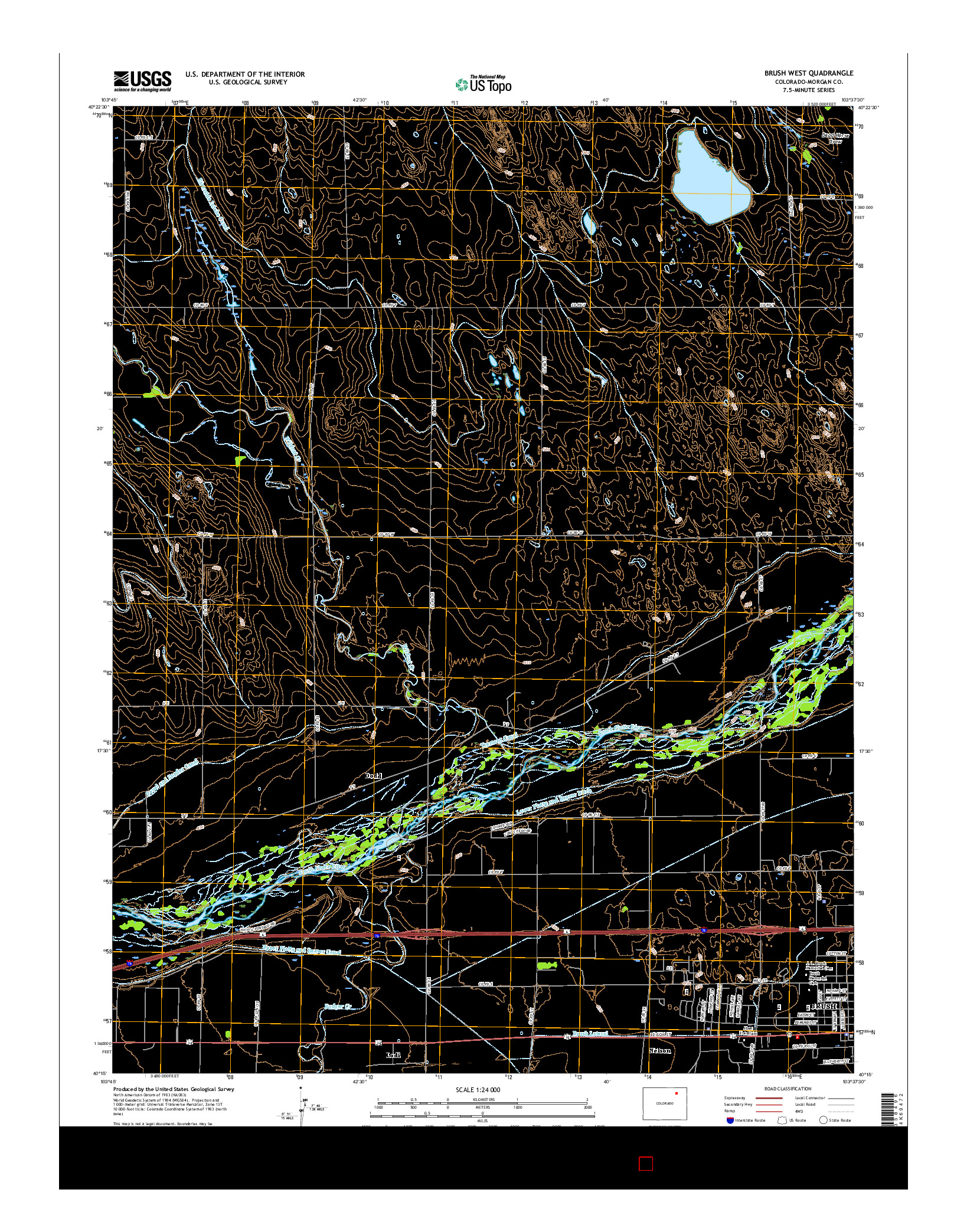 USGS US TOPO 7.5-MINUTE MAP FOR BRUSH WEST, CO 2016