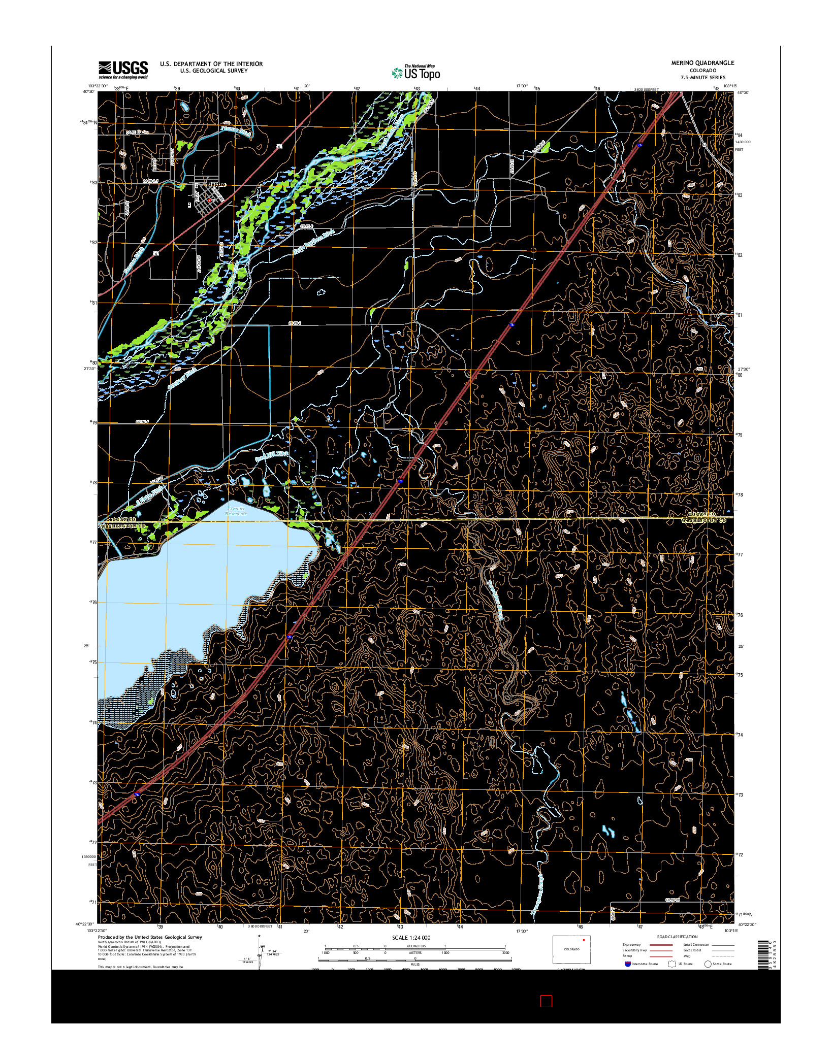 USGS US TOPO 7.5-MINUTE MAP FOR MERINO, CO 2016