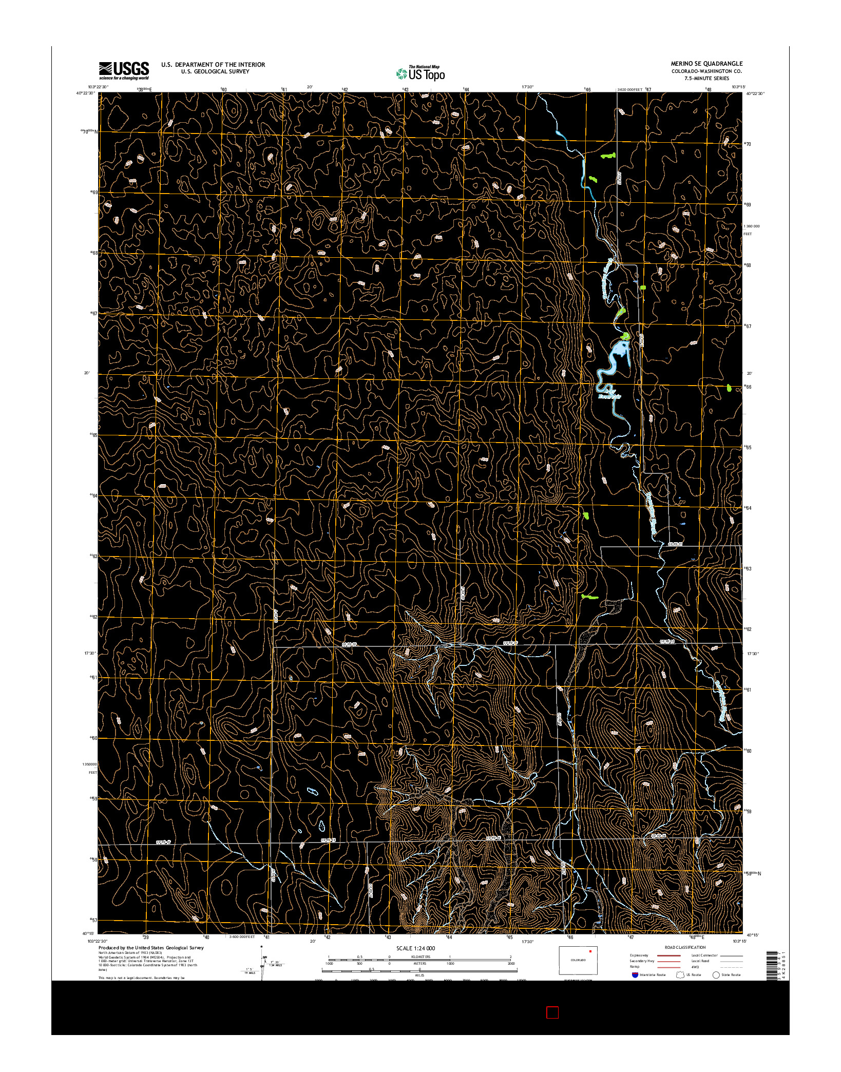 USGS US TOPO 7.5-MINUTE MAP FOR MERINO SE, CO 2016
