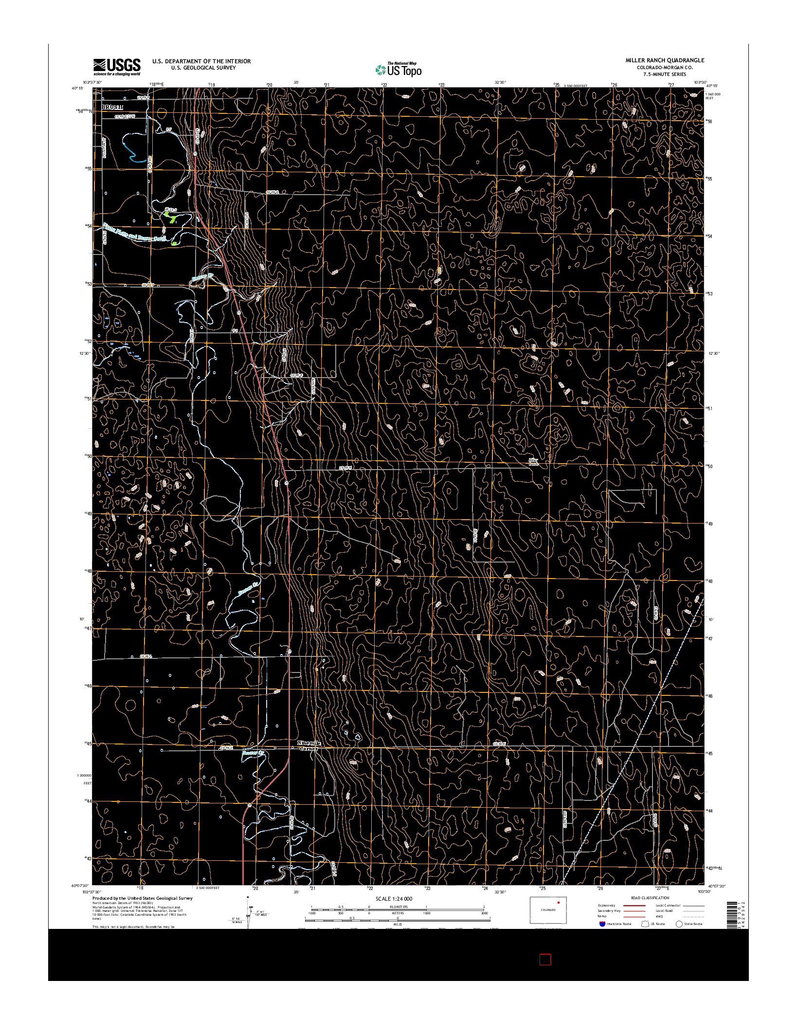 USGS US TOPO 7.5-MINUTE MAP FOR MILLER RANCH, CO 2016