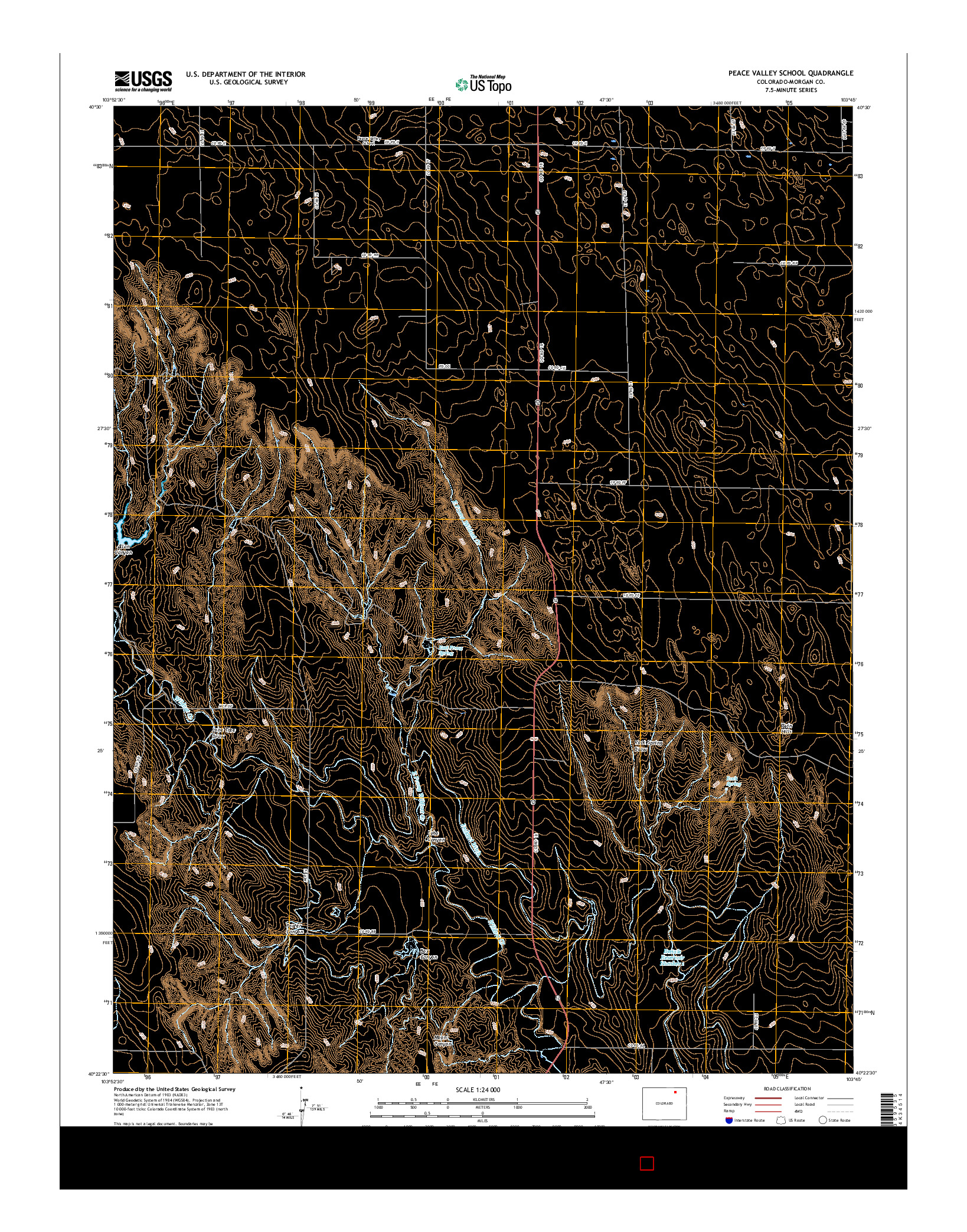 USGS US TOPO 7.5-MINUTE MAP FOR PEACE VALLEY SCHOOL, CO 2016