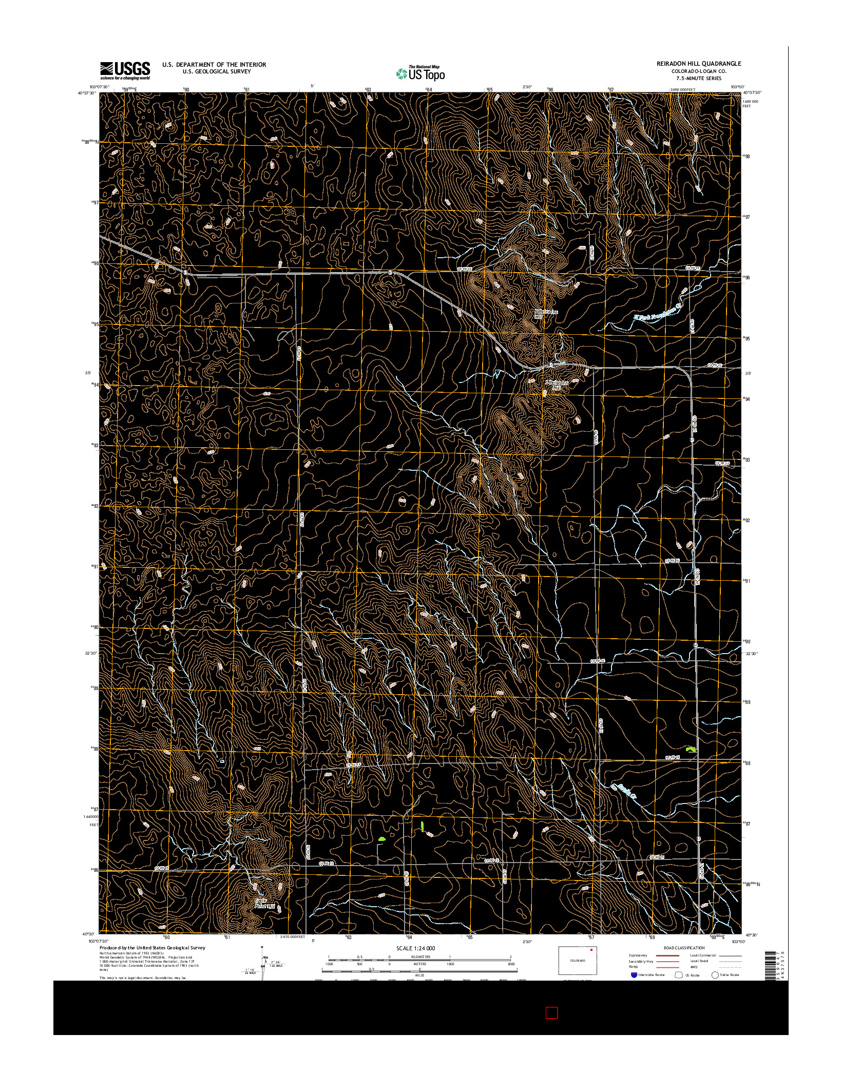USGS US TOPO 7.5-MINUTE MAP FOR REIRADON HILL, CO 2016