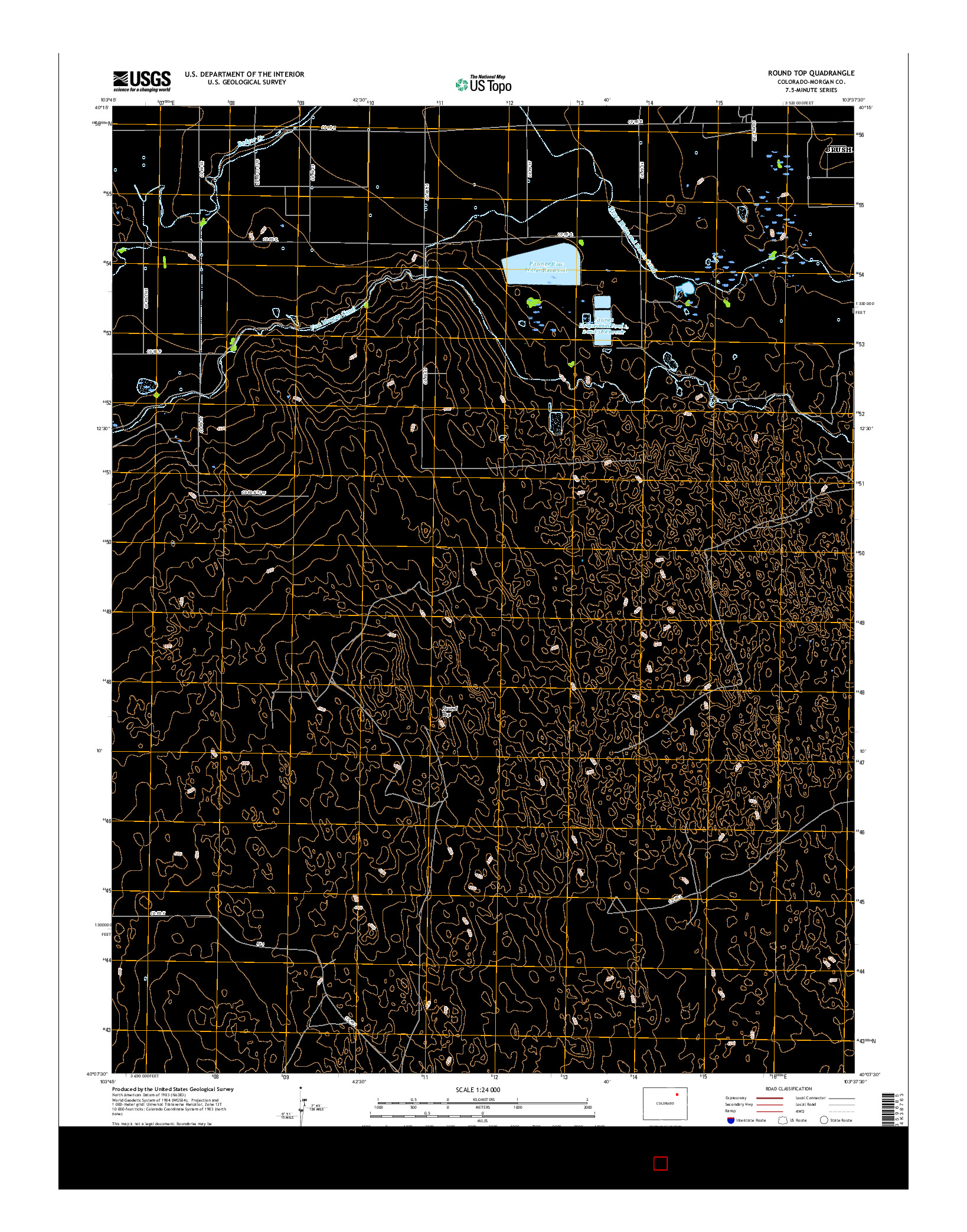 USGS US TOPO 7.5-MINUTE MAP FOR ROUND TOP, CO 2016