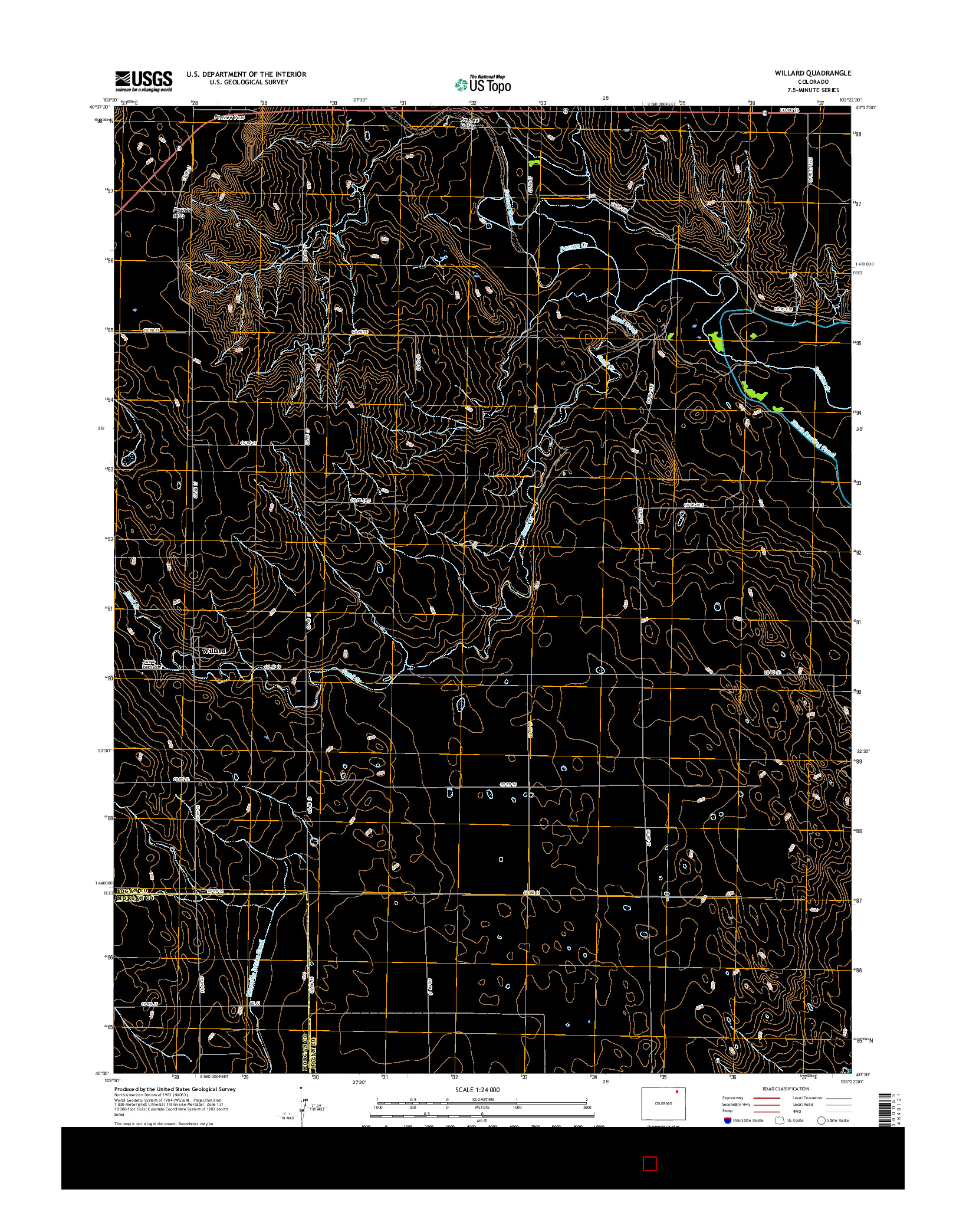 USGS US TOPO 7.5-MINUTE MAP FOR WILLARD, CO 2016