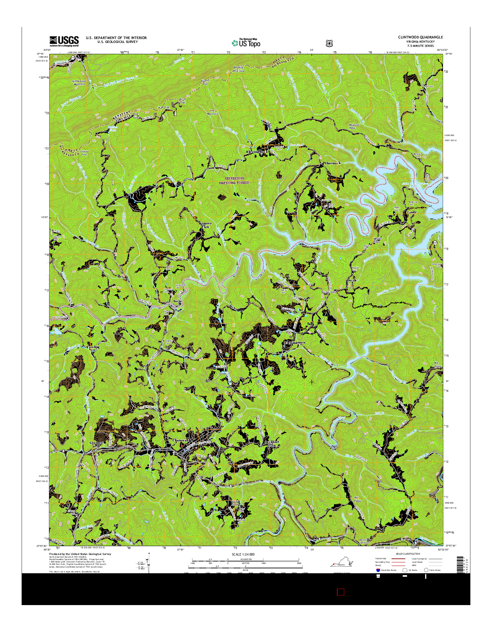 USGS US TOPO 7.5-MINUTE MAP FOR CLINTWOOD, VA-KY 2016