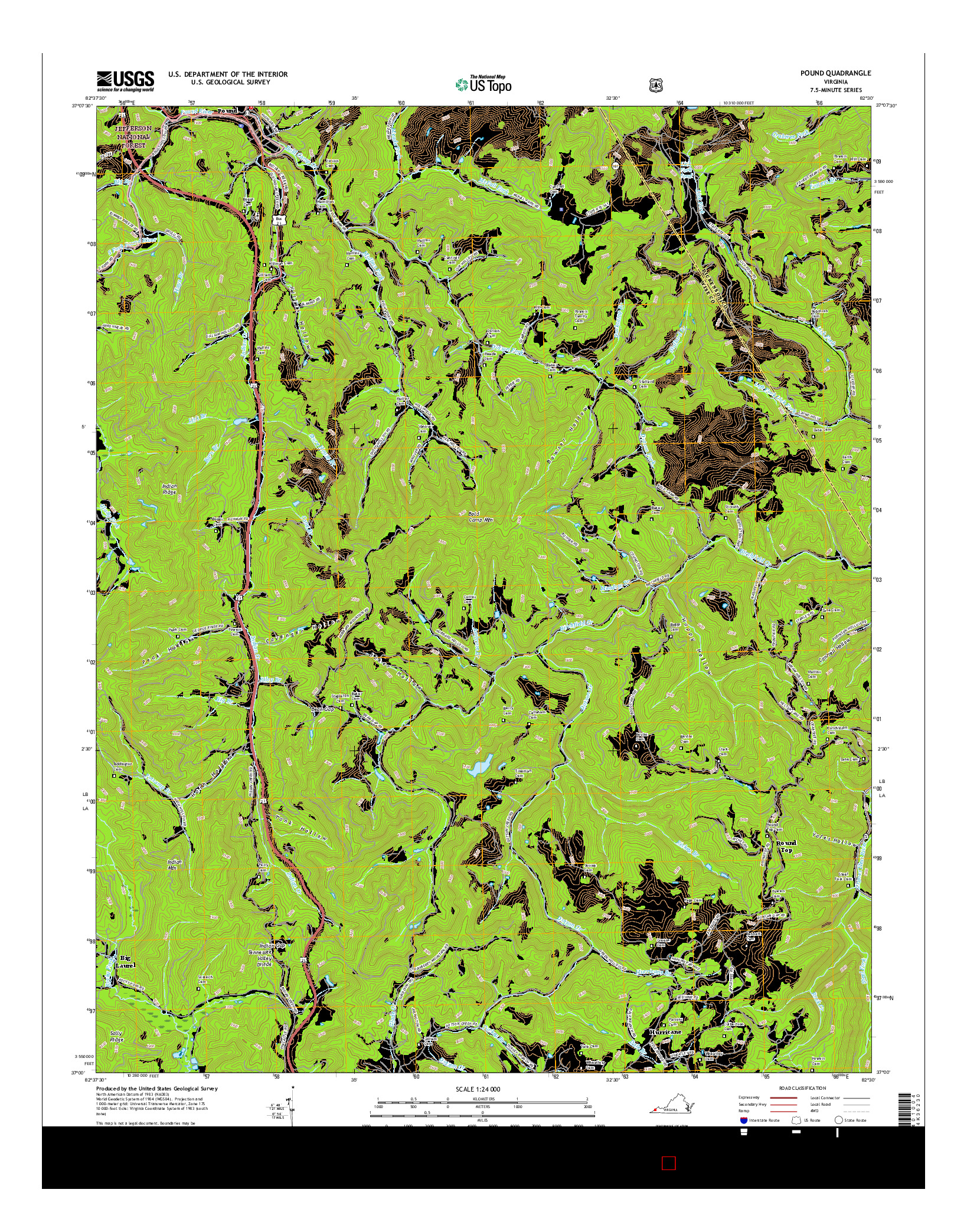 USGS US TOPO 7.5-MINUTE MAP FOR POUND, VA 2016