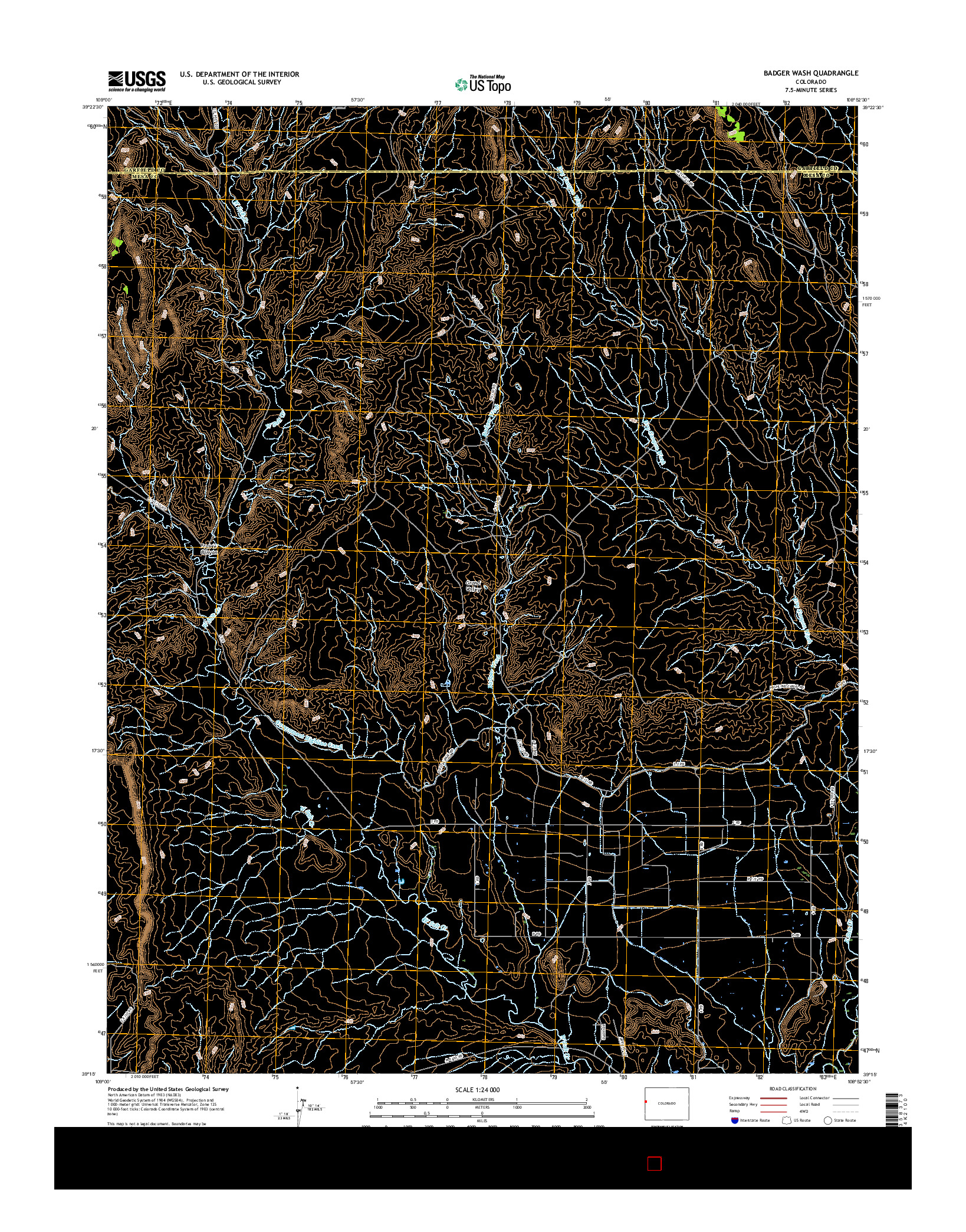 USGS US TOPO 7.5-MINUTE MAP FOR BADGER WASH, CO 2016