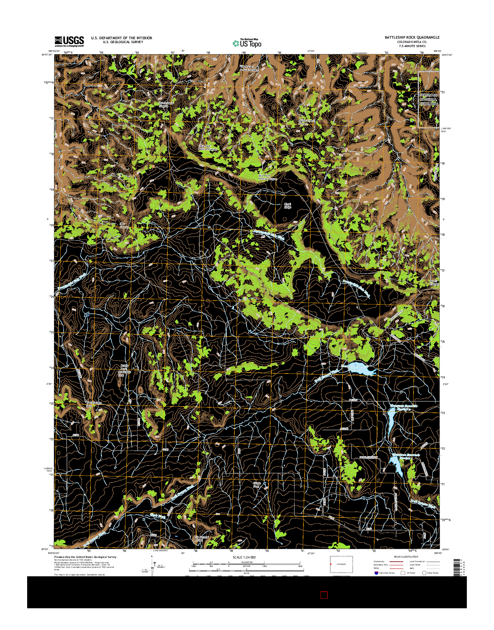 USGS US TOPO 7.5-MINUTE MAP FOR BATTLESHIP ROCK, CO 2016