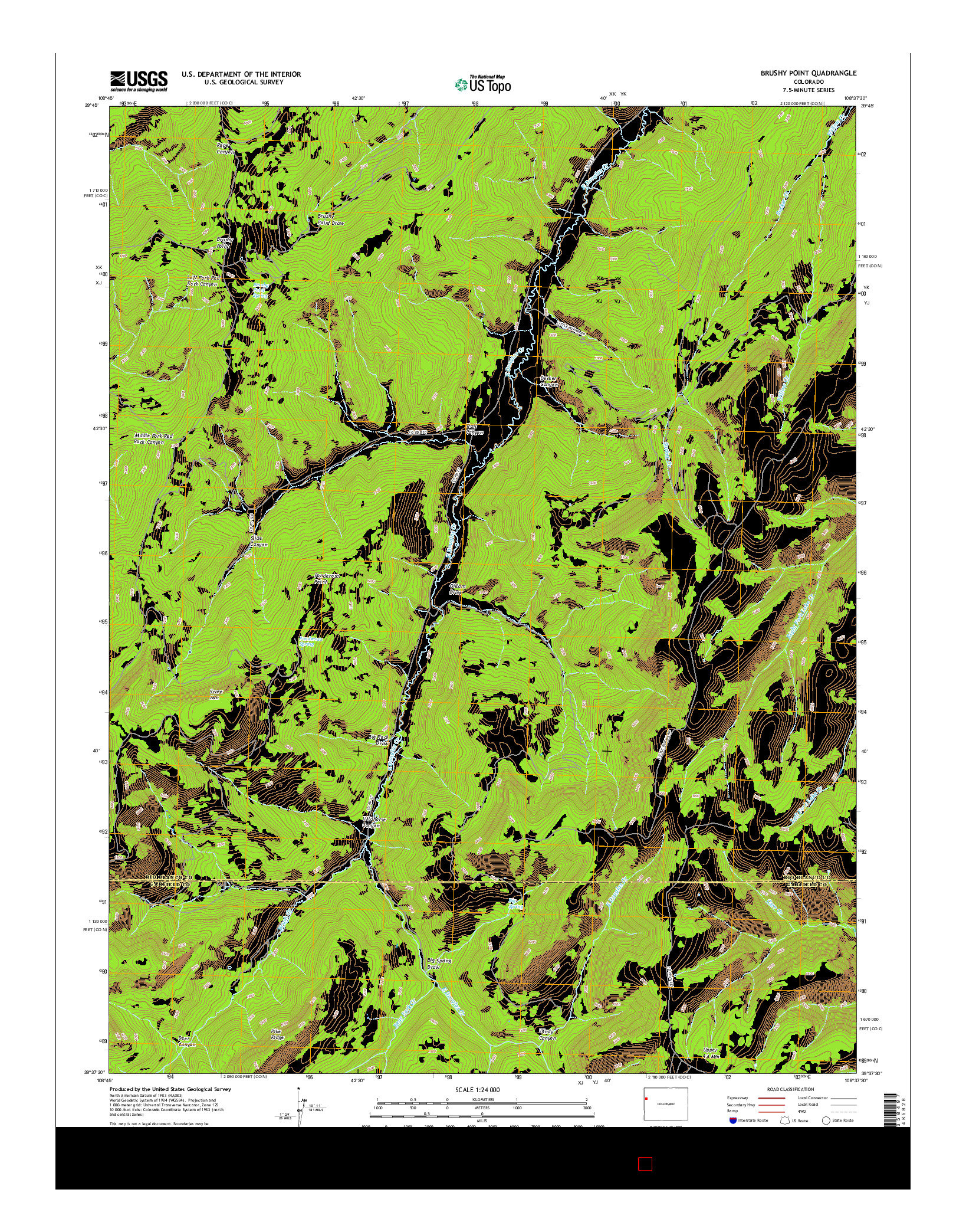 USGS US TOPO 7.5-MINUTE MAP FOR BRUSHY POINT, CO 2016