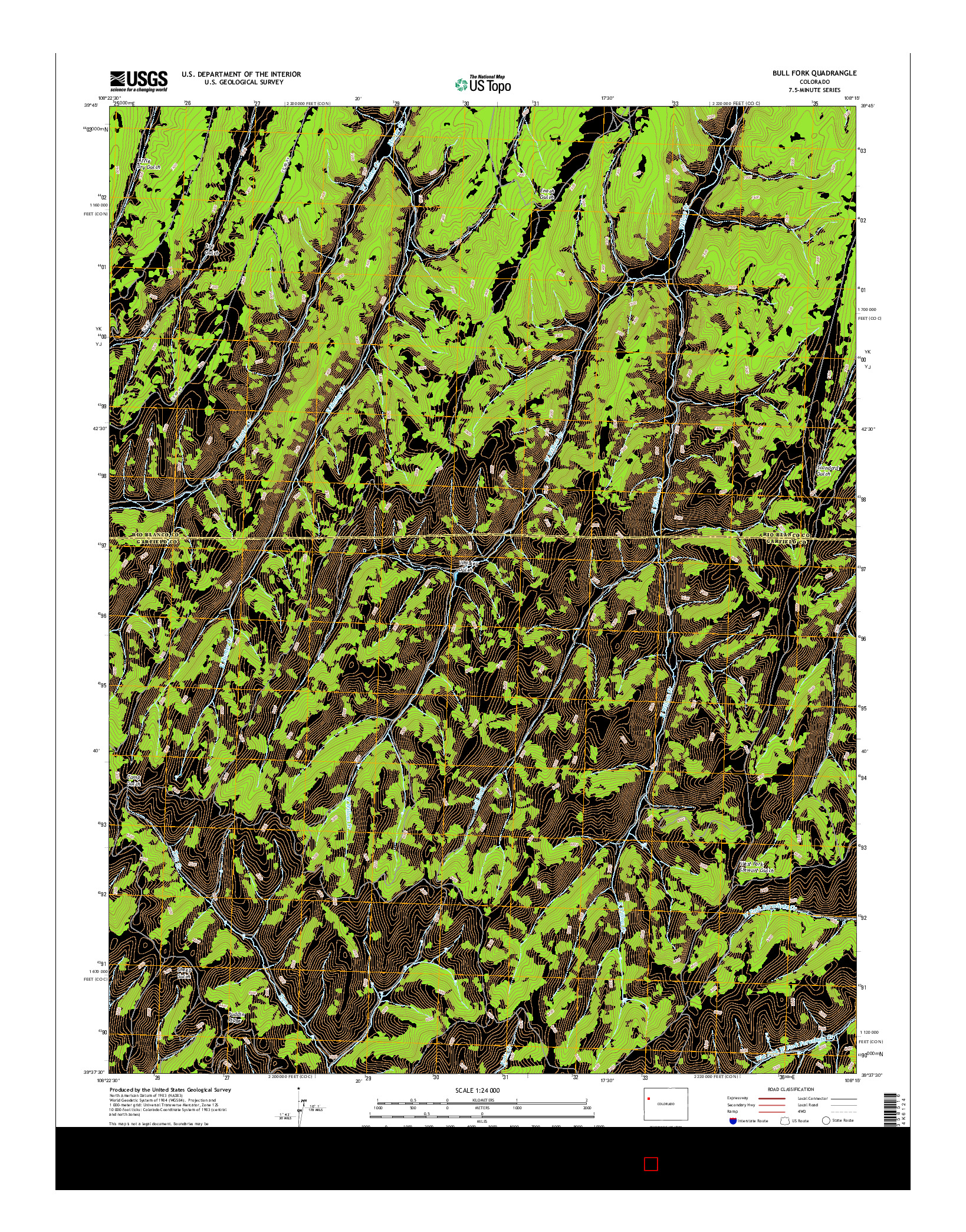 USGS US TOPO 7.5-MINUTE MAP FOR BULL FORK, CO 2016