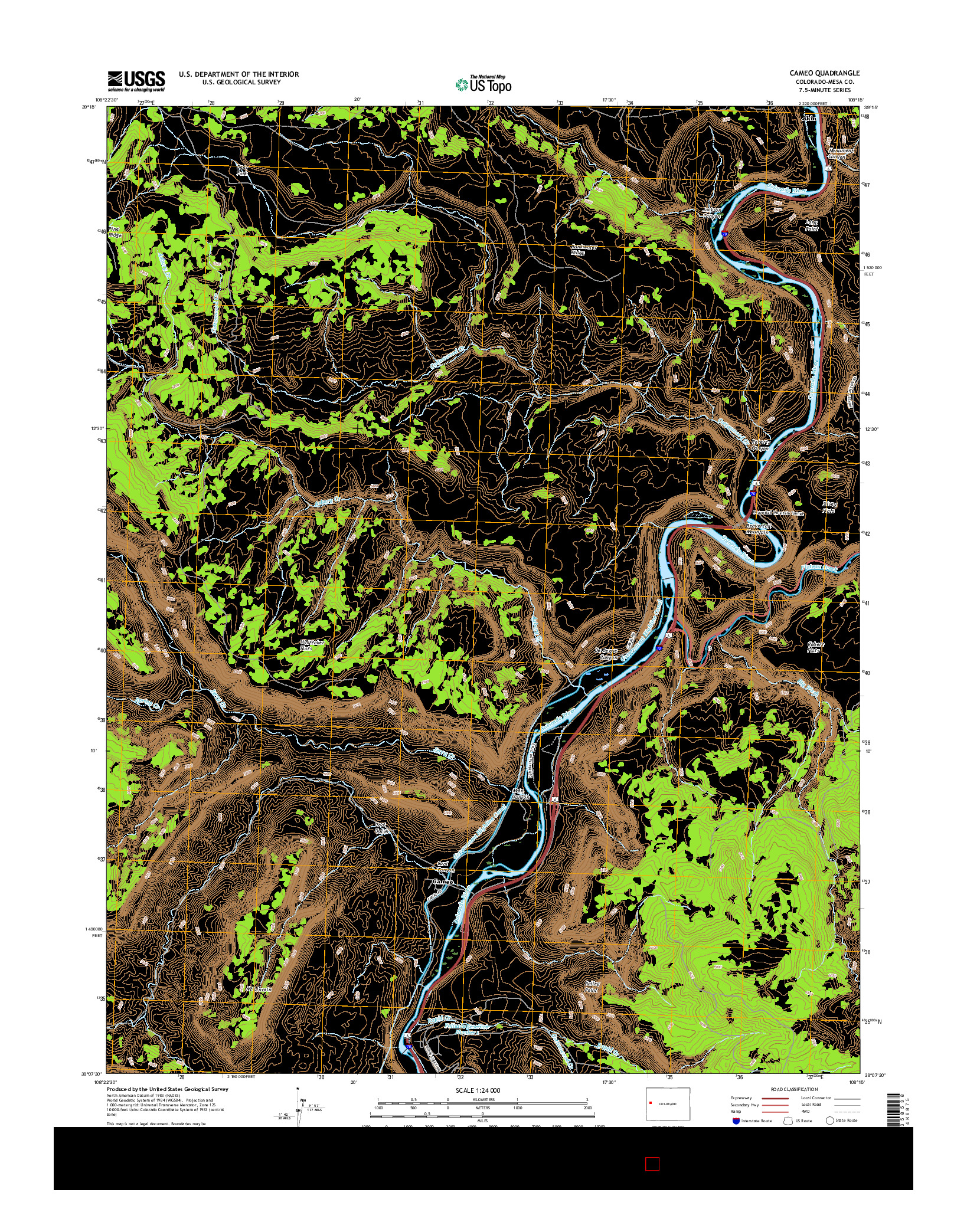 USGS US TOPO 7.5-MINUTE MAP FOR CAMEO, CO 2016