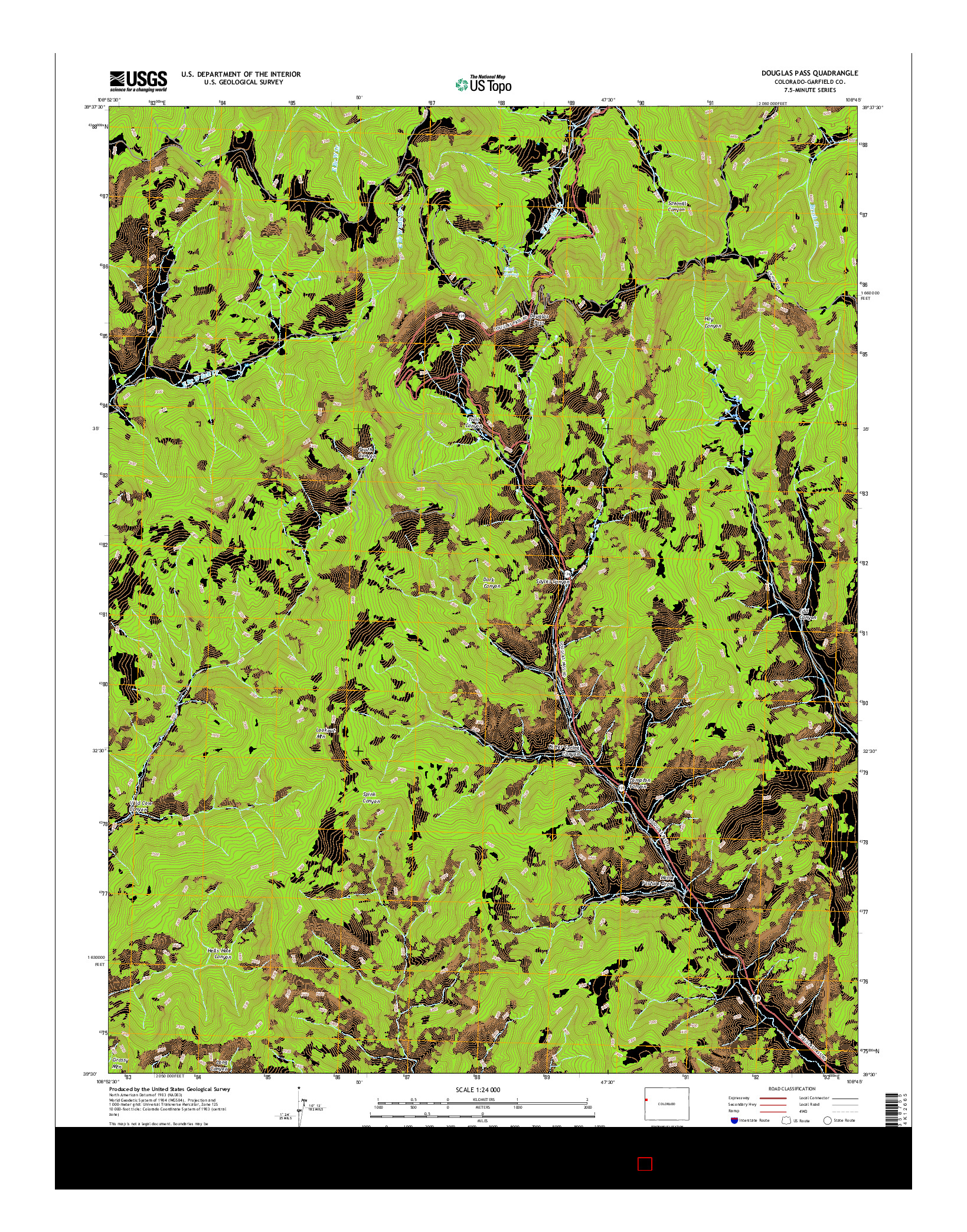 USGS US TOPO 7.5-MINUTE MAP FOR DOUGLAS PASS, CO 2016