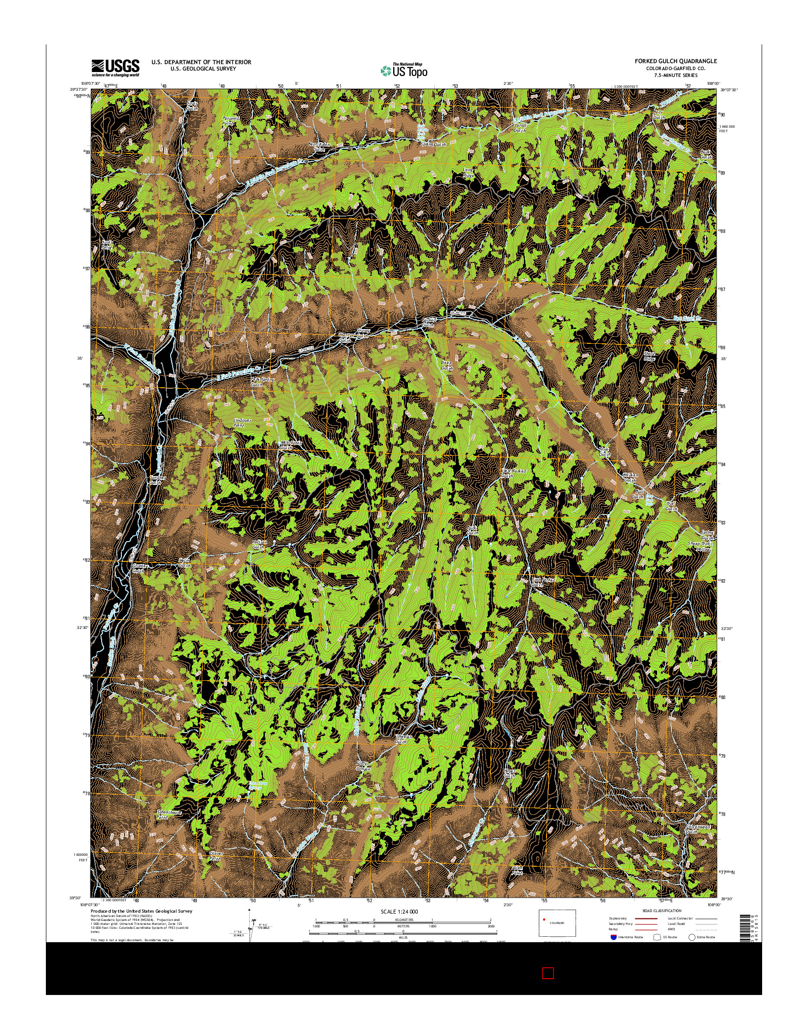 USGS US TOPO 7.5-MINUTE MAP FOR FORKED GULCH, CO 2016