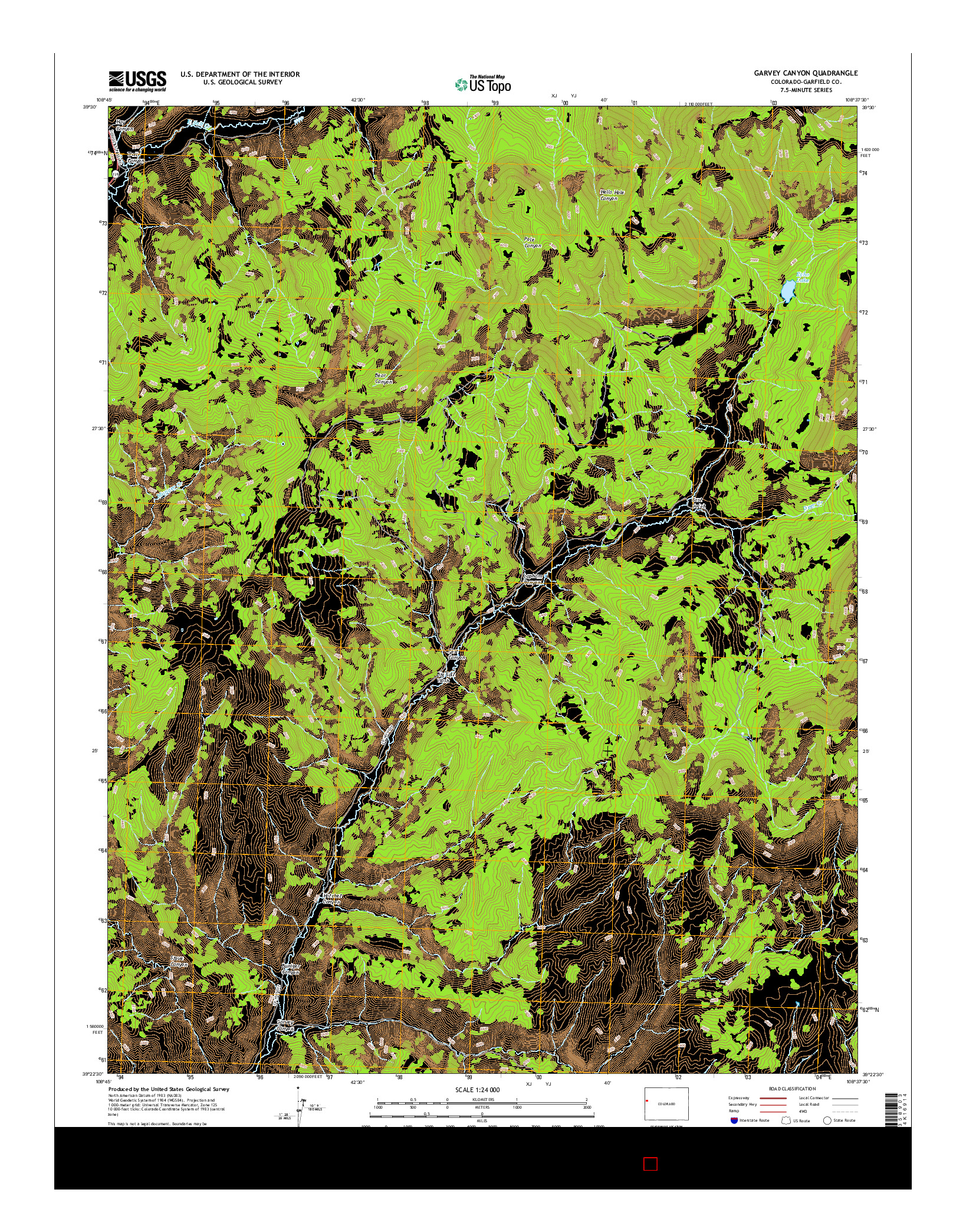 USGS US TOPO 7.5-MINUTE MAP FOR GARVEY CANYON, CO 2016