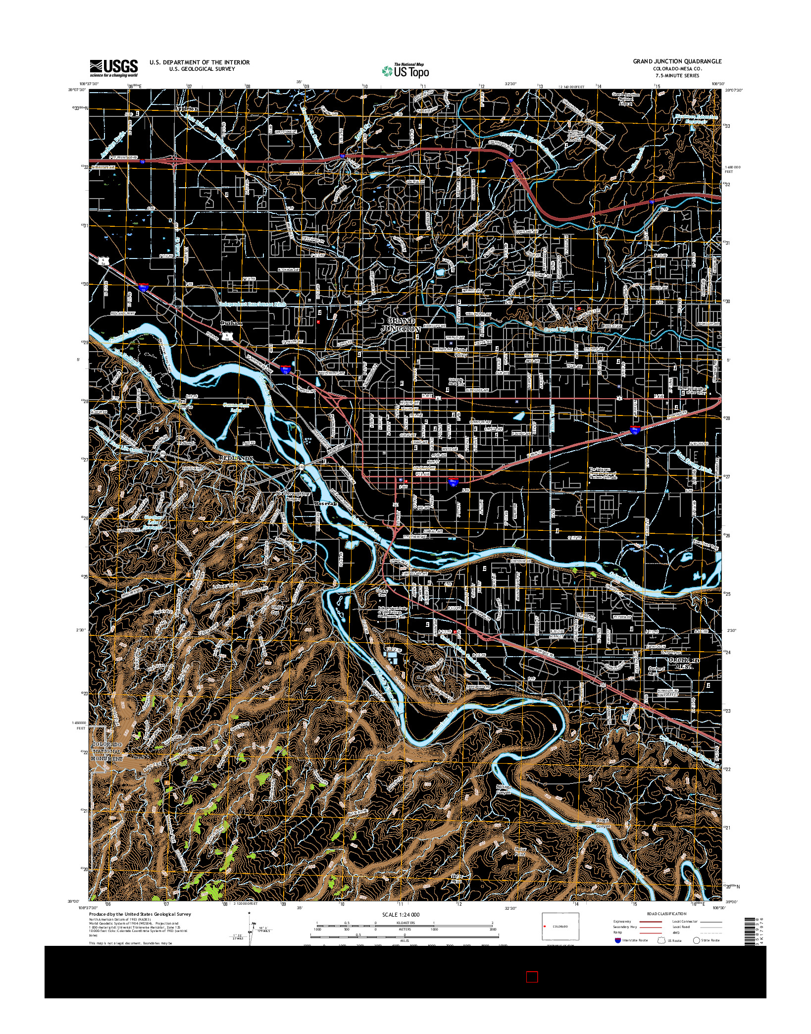 USGS US TOPO 7.5-MINUTE MAP FOR GRAND JUNCTION, CO 2016