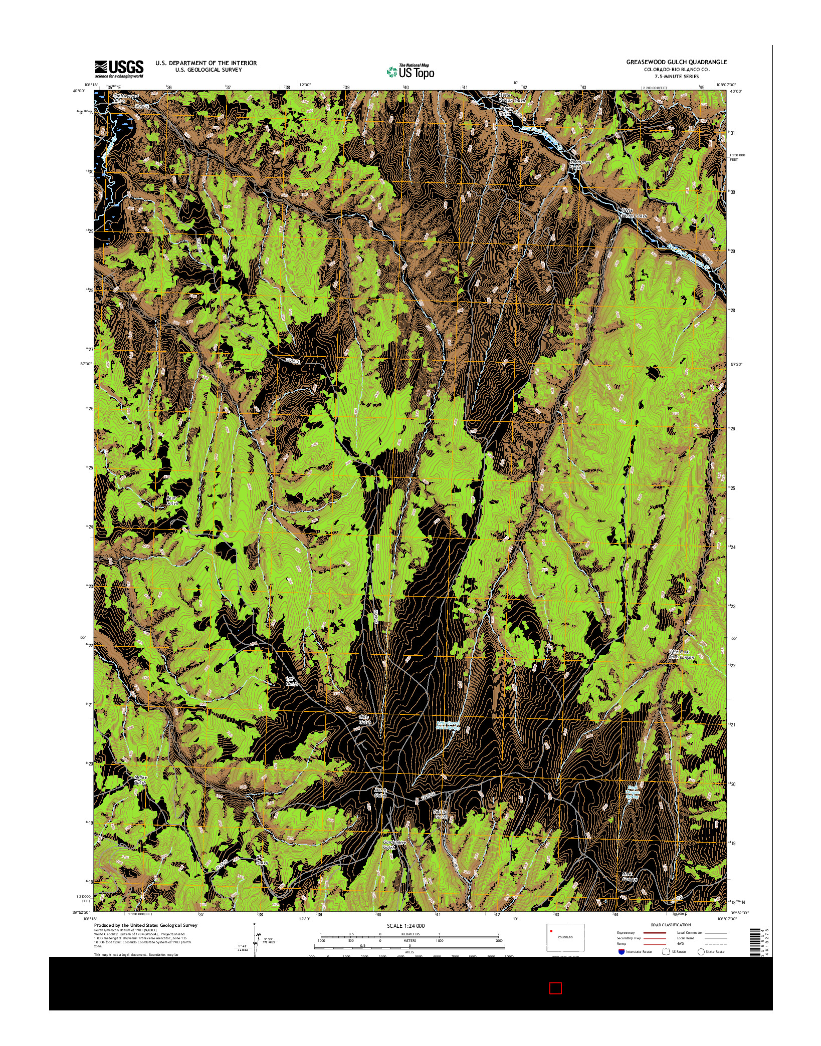 USGS US TOPO 7.5-MINUTE MAP FOR GREASEWOOD GULCH, CO 2016