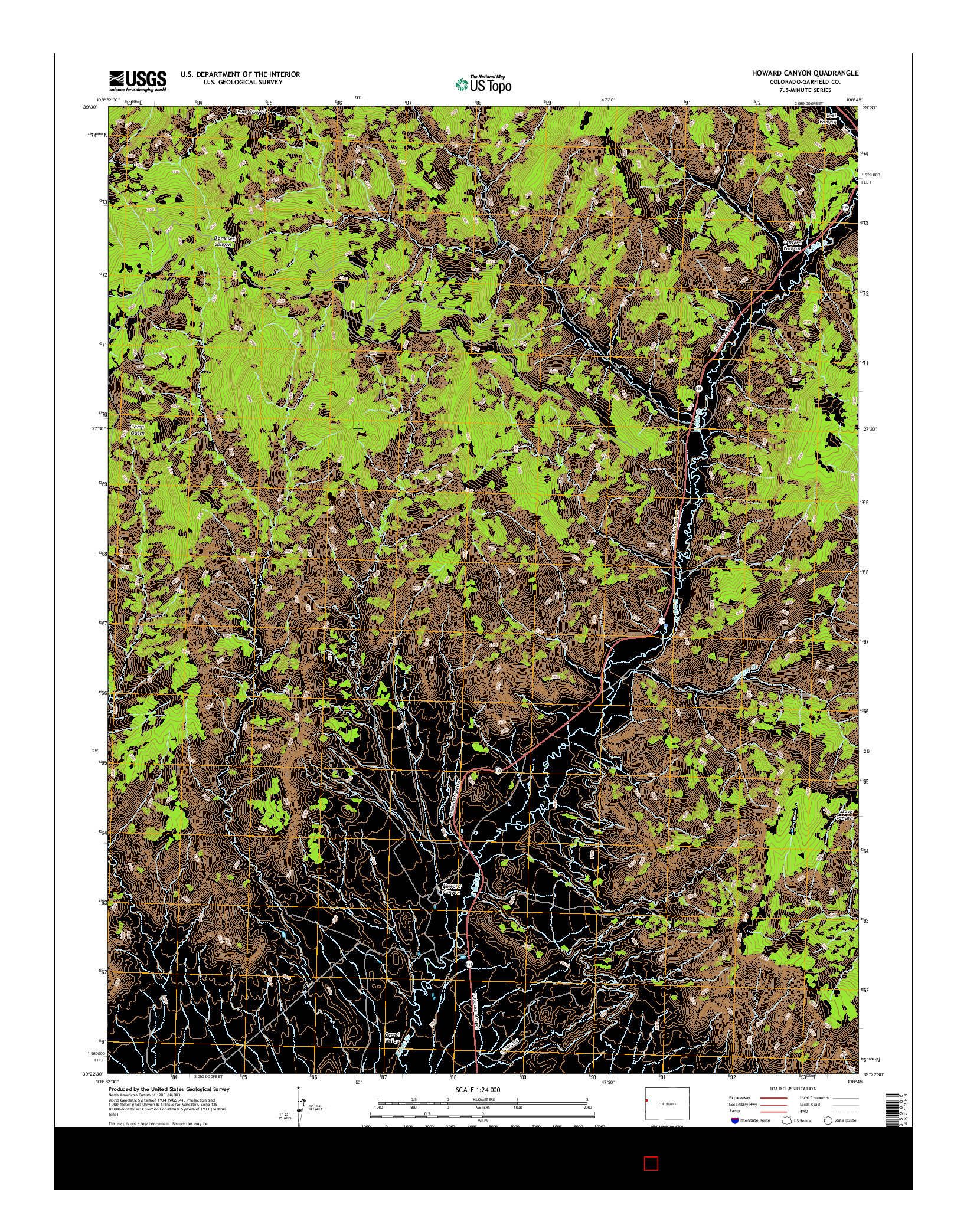 USGS US TOPO 7.5-MINUTE MAP FOR HOWARD CANYON, CO 2016