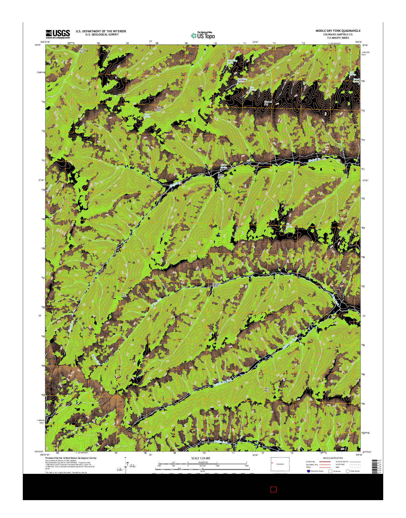 USGS US TOPO 7.5-MINUTE MAP FOR MIDDLE DRY FORK, CO 2016