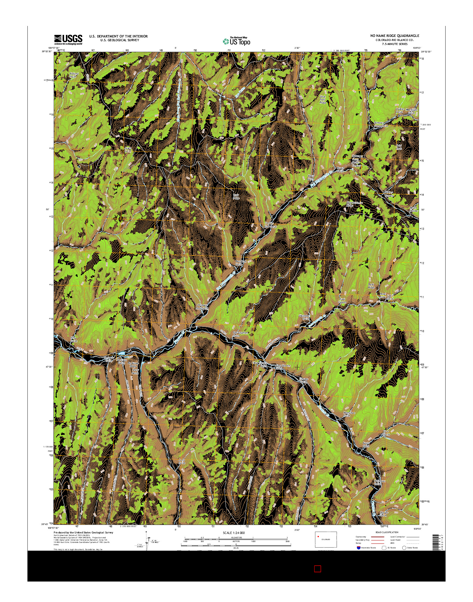 USGS US TOPO 7.5-MINUTE MAP FOR NO NAME RIDGE, CO 2016