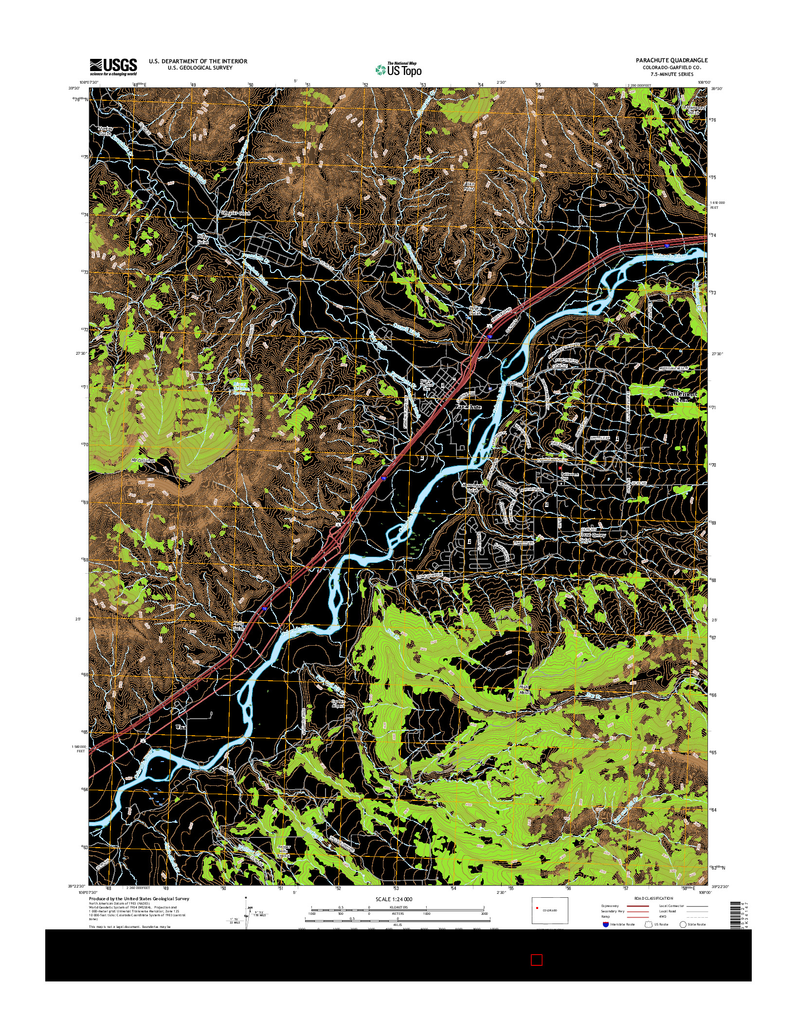 USGS US TOPO 7.5-MINUTE MAP FOR PARACHUTE, CO 2016