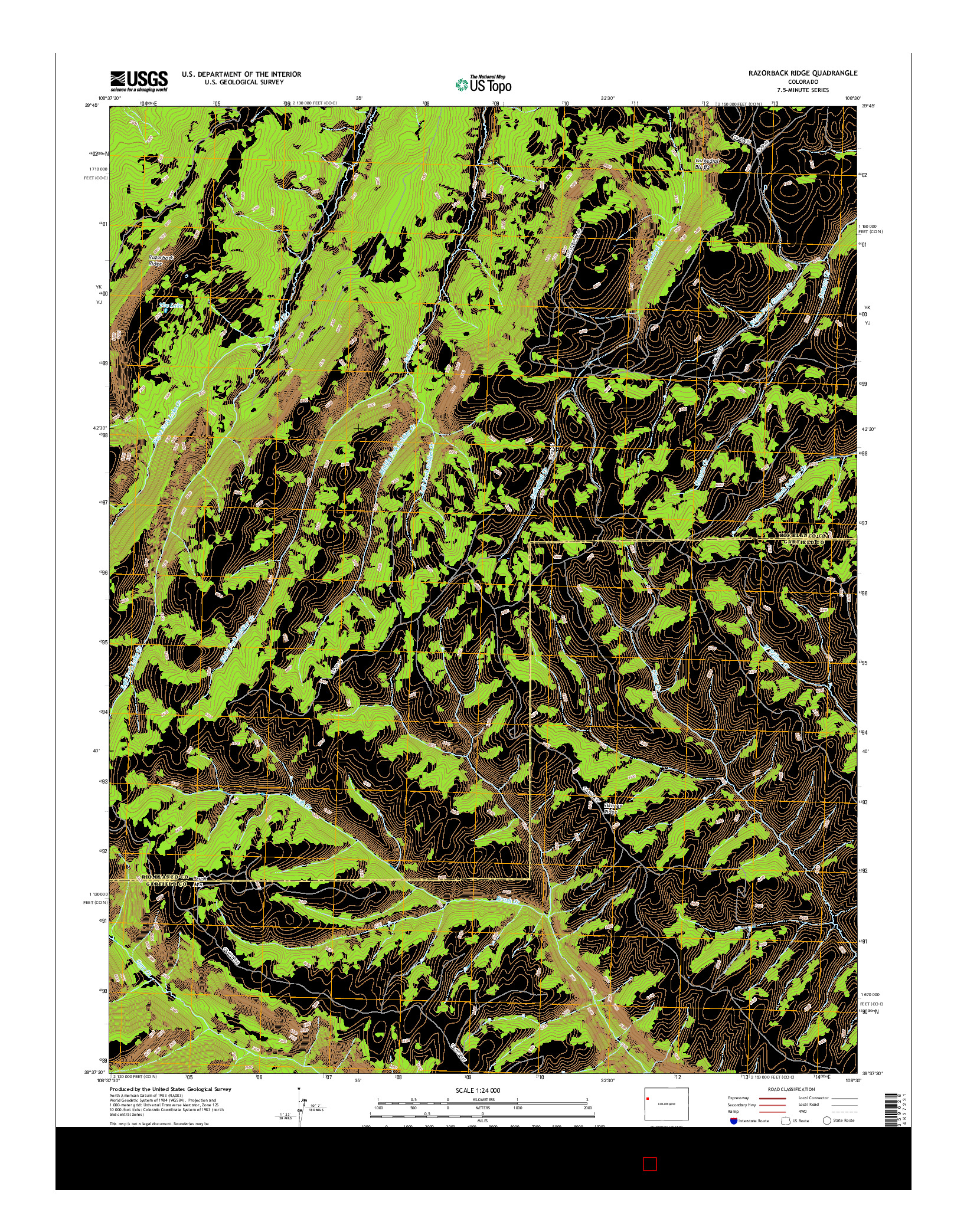 USGS US TOPO 7.5-MINUTE MAP FOR RAZORBACK RIDGE, CO 2016