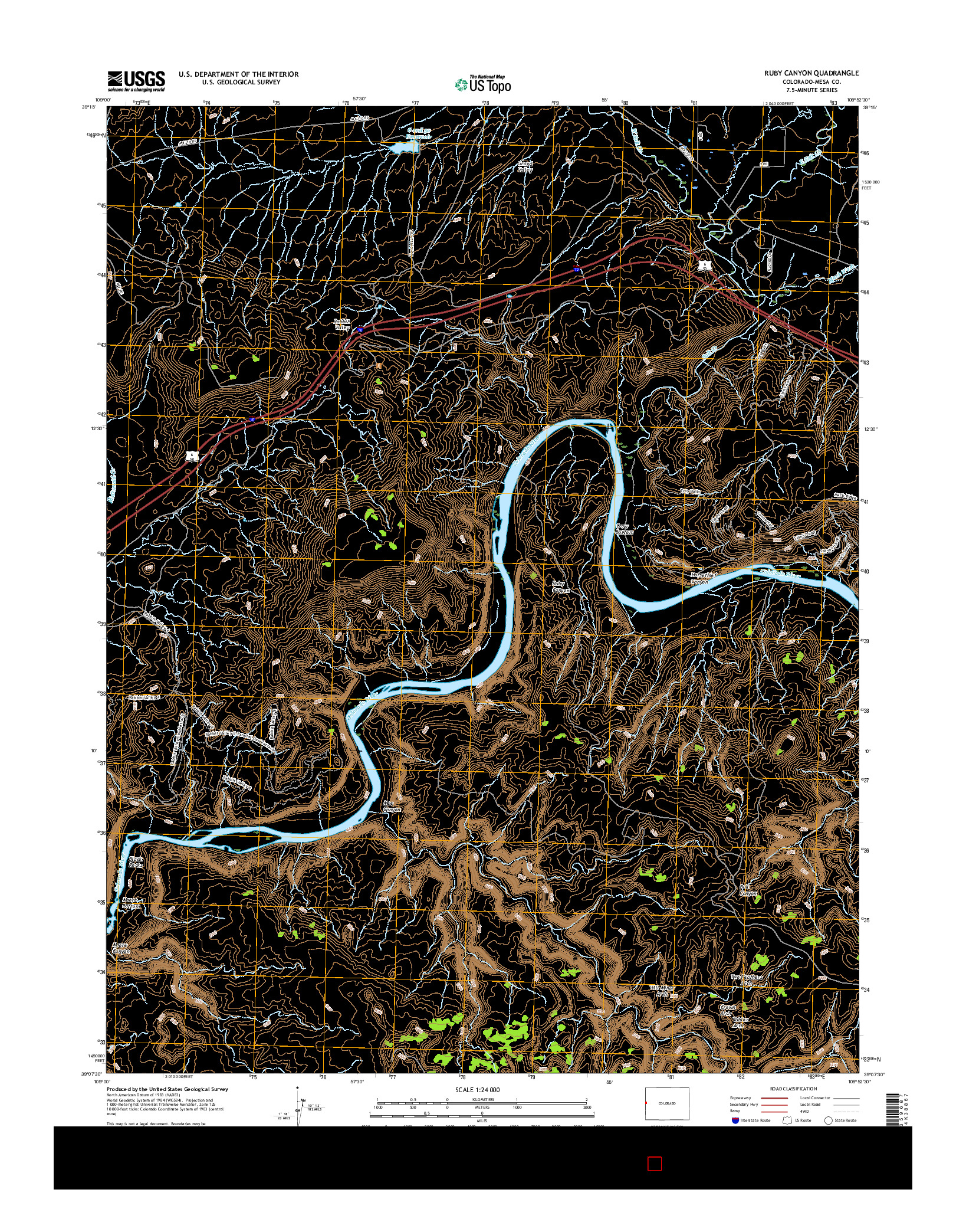 USGS US TOPO 7.5-MINUTE MAP FOR RUBY CANYON, CO 2016