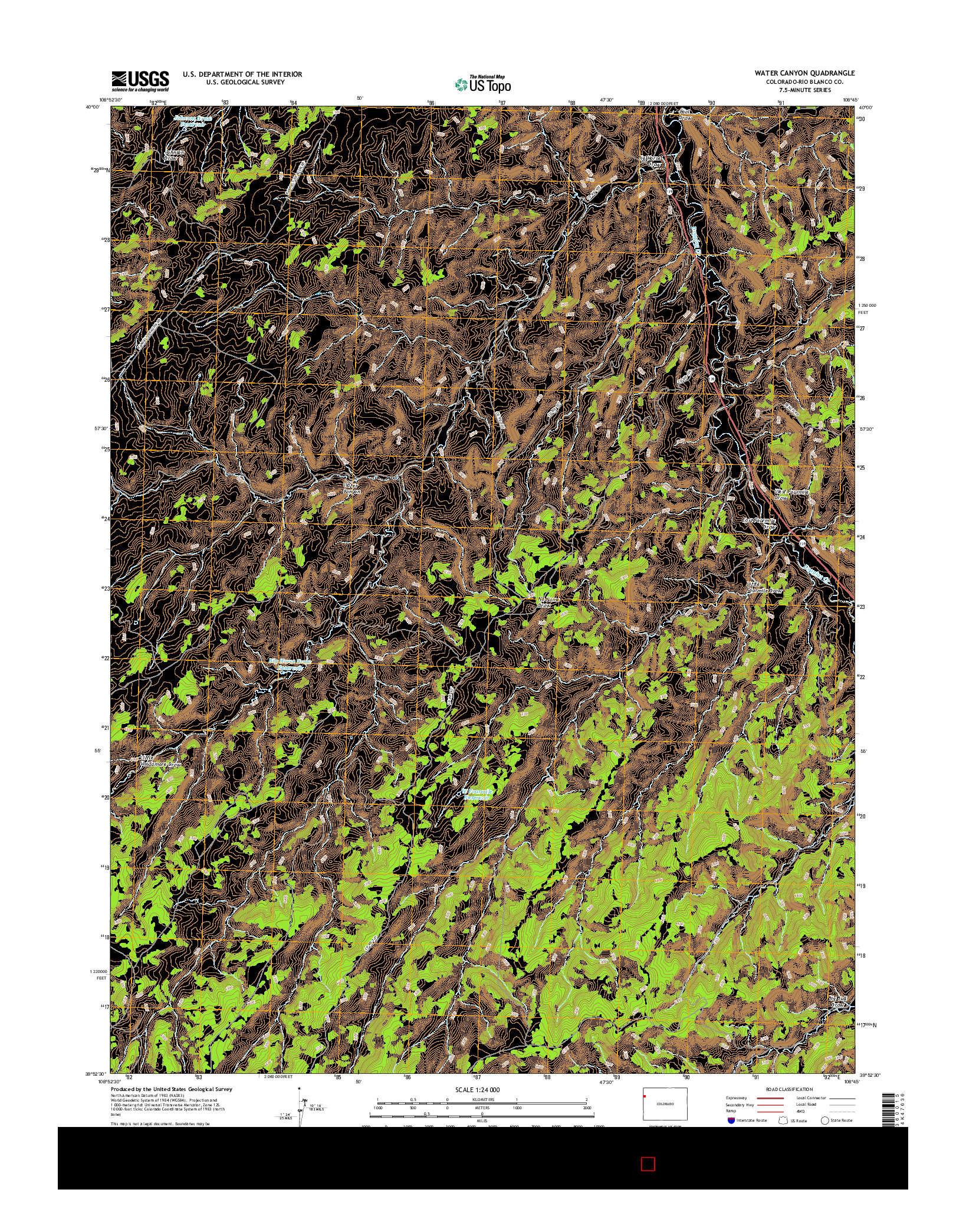 USGS US TOPO 7.5-MINUTE MAP FOR WATER CANYON, CO 2016