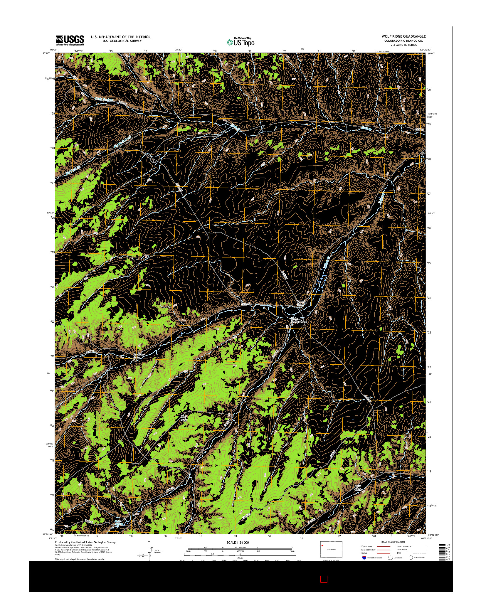 USGS US TOPO 7.5-MINUTE MAP FOR WOLF RIDGE, CO 2016
