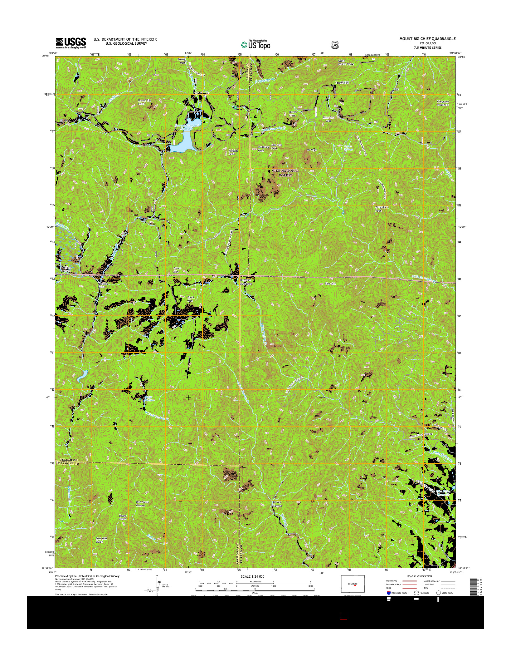 USGS US TOPO 7.5-MINUTE MAP FOR MOUNT BIG CHIEF, CO 2016